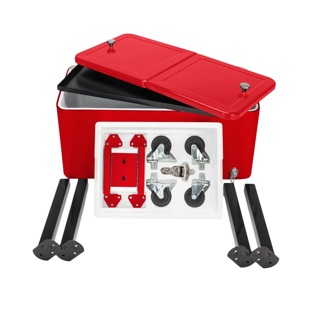 80Qt All-In-One Cooler Cart With Bottle Opener, Lower Storage Shelf and Cap Catcher, Outdoor Party Rolling Cooler With Lockable Wheels For Pool Side, Patio, Balcony, Mint(33.07 x 15.16 x 35.83)" - Image 25