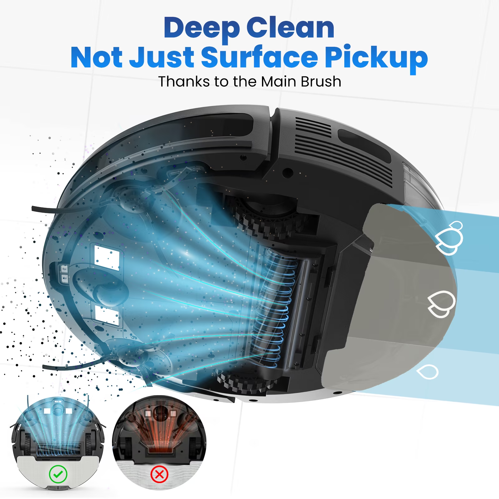 AIRROBO G60 3 in 1 Robot Vacuum and Mop Combo with Smart App&Voice Control,2 in 1 Tank for pet hair - Image 4