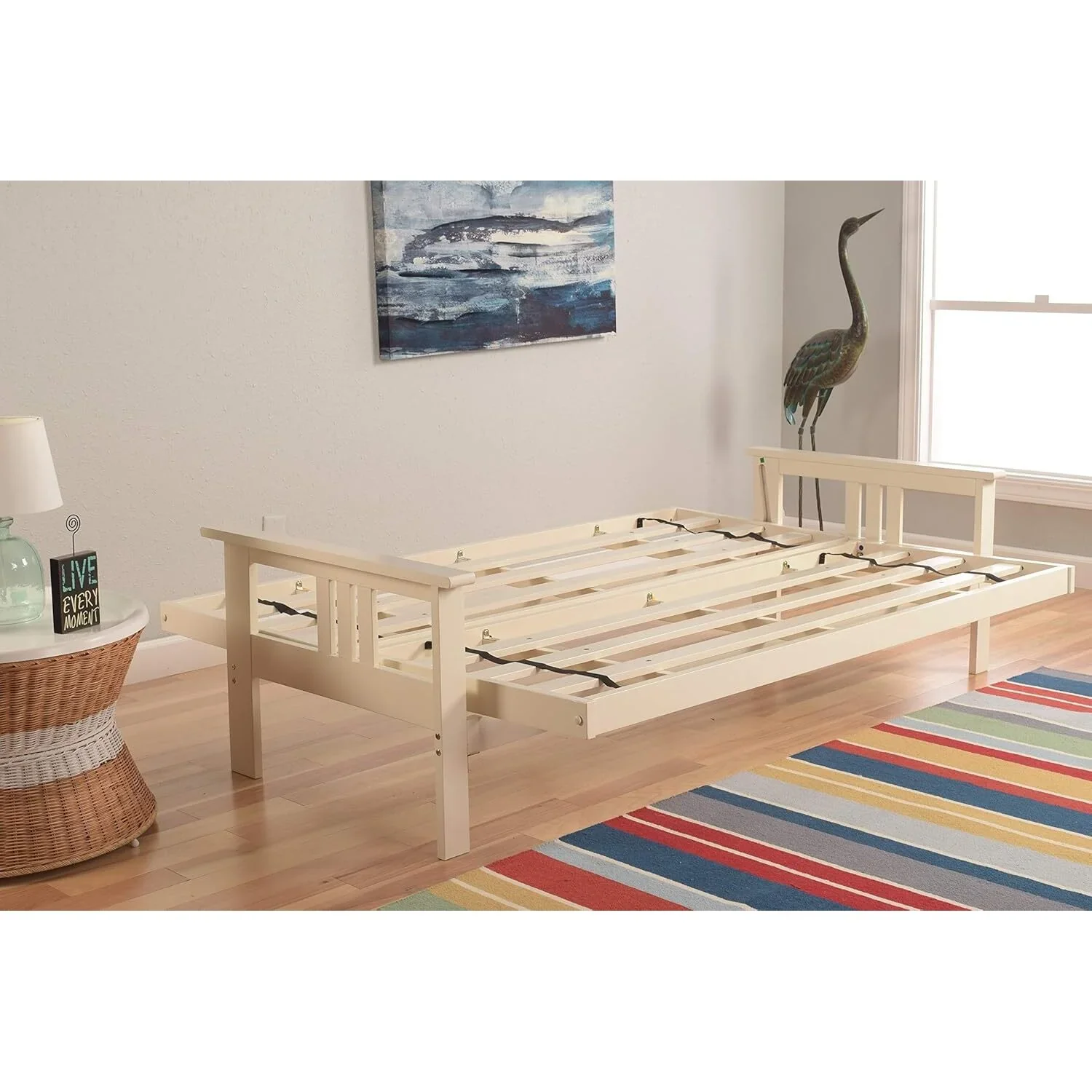 Homestock African Artifacts Full Size Futon Frame Set with Mattress, Easily Converts to Bed, Versatile Design Futon Frame for All Spaces, 33"H x 79"L x 37"D-Color:Linen Charcoal,Size:Barbados - Image 61