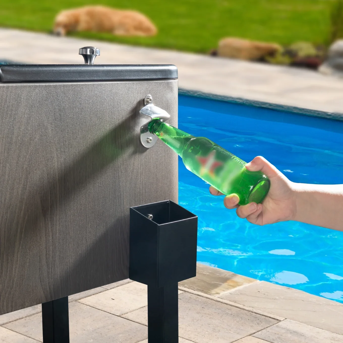 80Qt All-In-One Cooler Cart With Bottle Opener, Lower Storage Shelf and Cap Catcher, Outdoor Party Rolling Cooler With Lockable Wheels For Pool Side, Patio, Balcony, Mint(33.07 x 15.16 x 35.83)" - Image 35