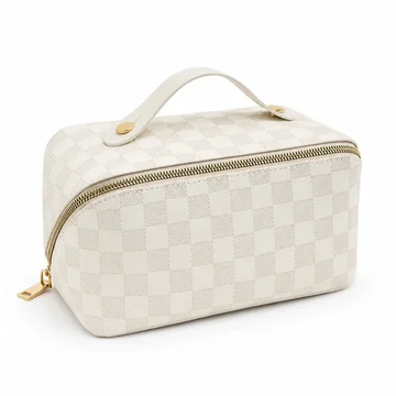Cosmetic Bag Water-Resistant PU Leather Compact Multiple Compartments