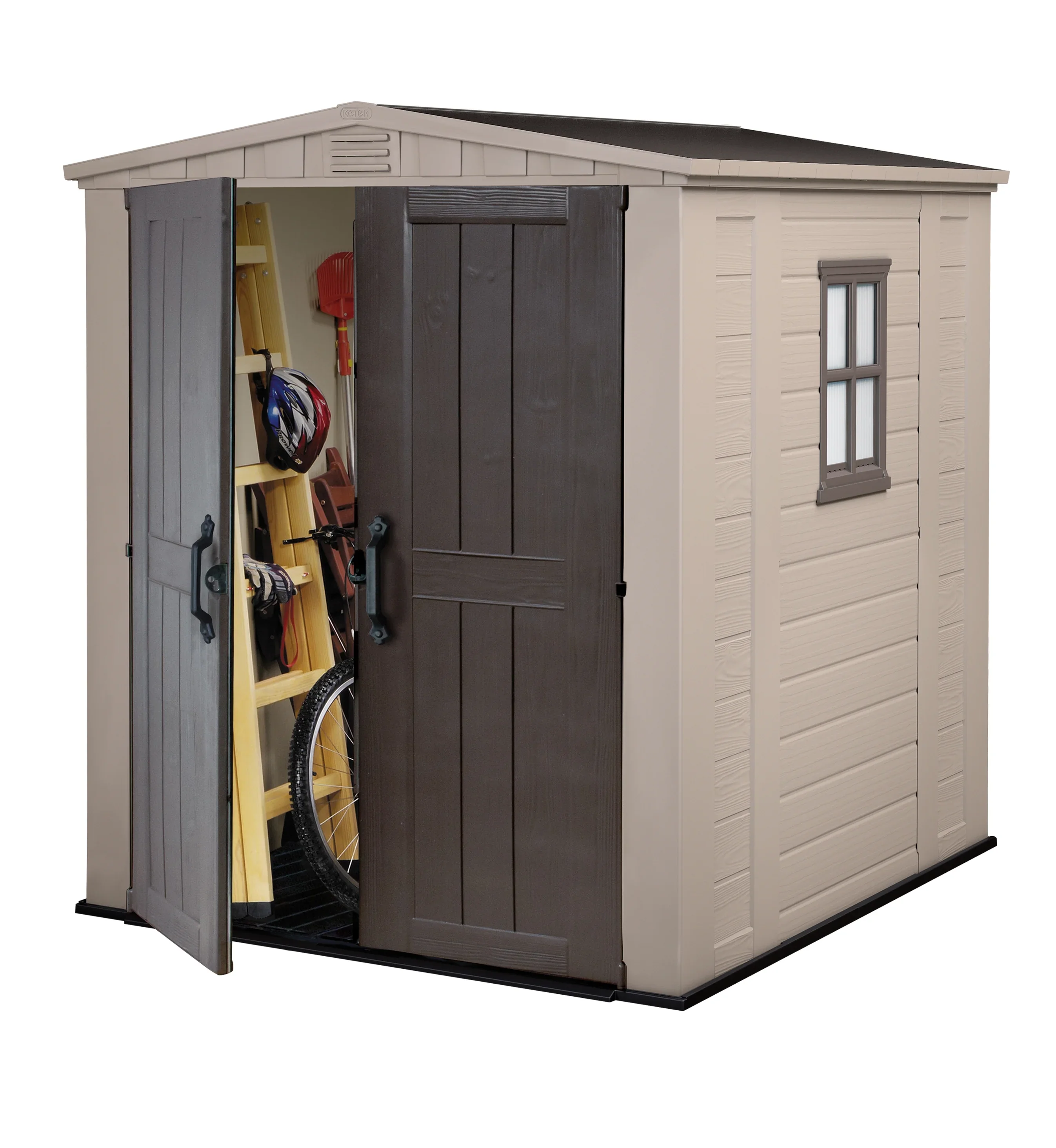 Keter Factor 8 x 11 Foot All Weather Resin Outdoor Storage Shed, Taupe - Image 33