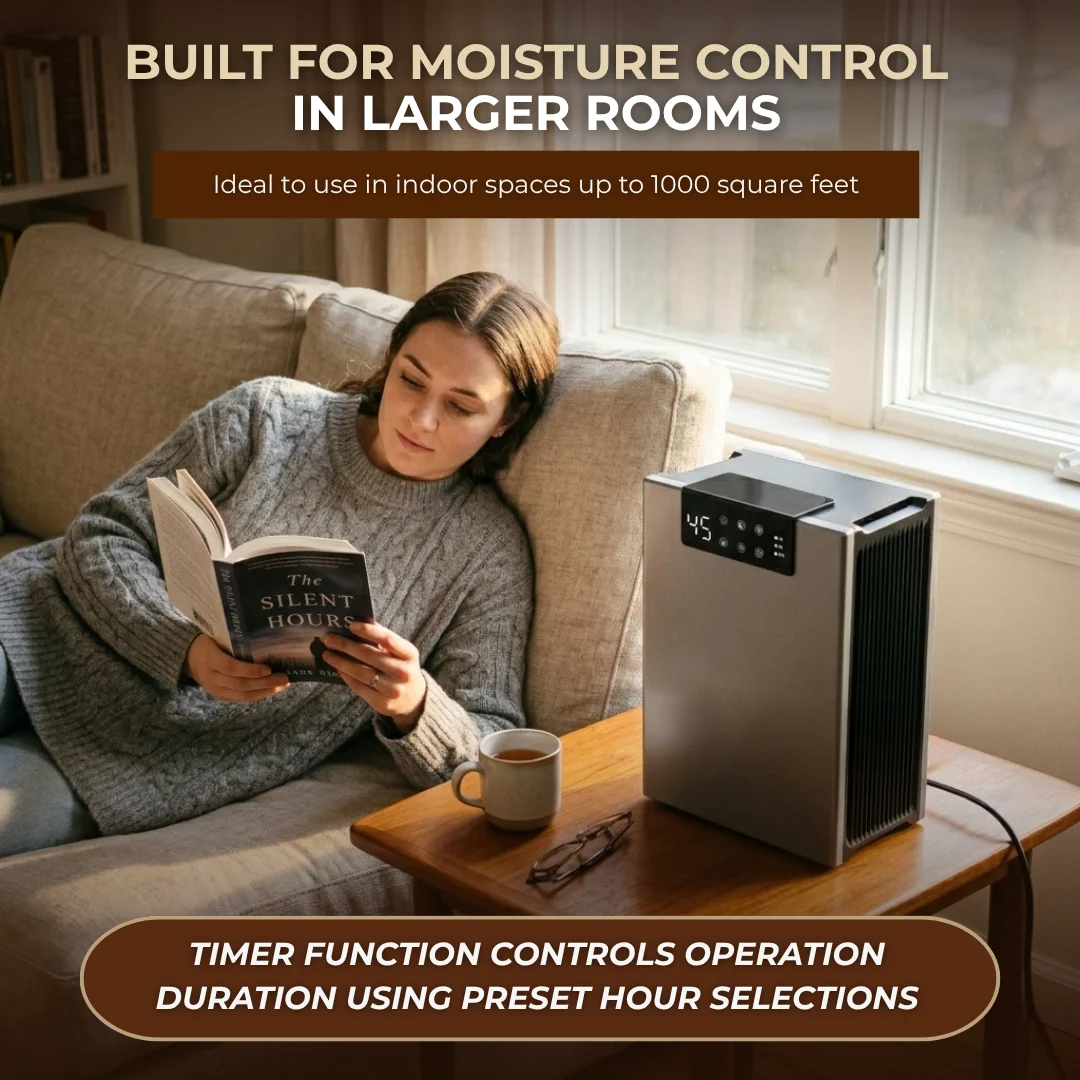 98oz Home Dehumidifier for 1000 Sq Ft with Timer and Auto Shutoff