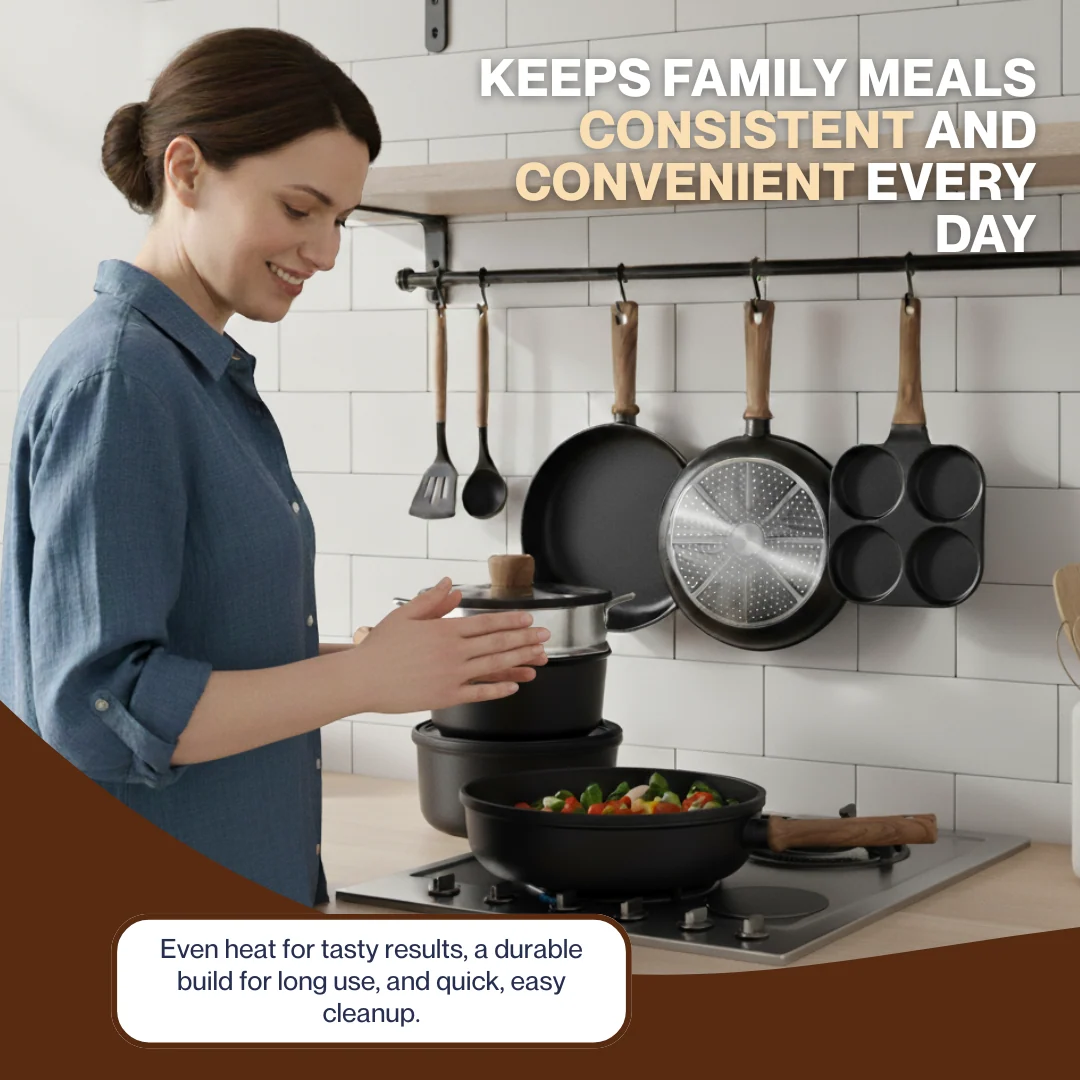 17-Piece Nonstick Cookware Set with Lids, Aluminum & Titanium