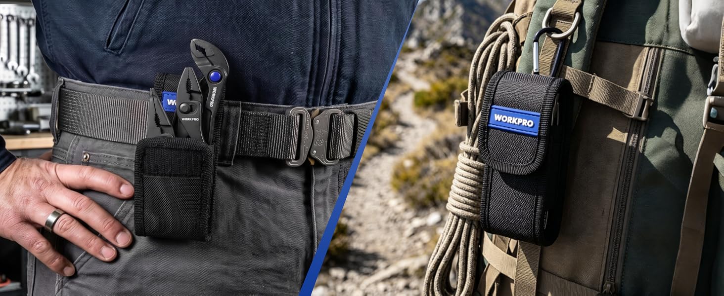 Tools belt innovation and quality with durable secure pouches and high-quality clips on a worker
