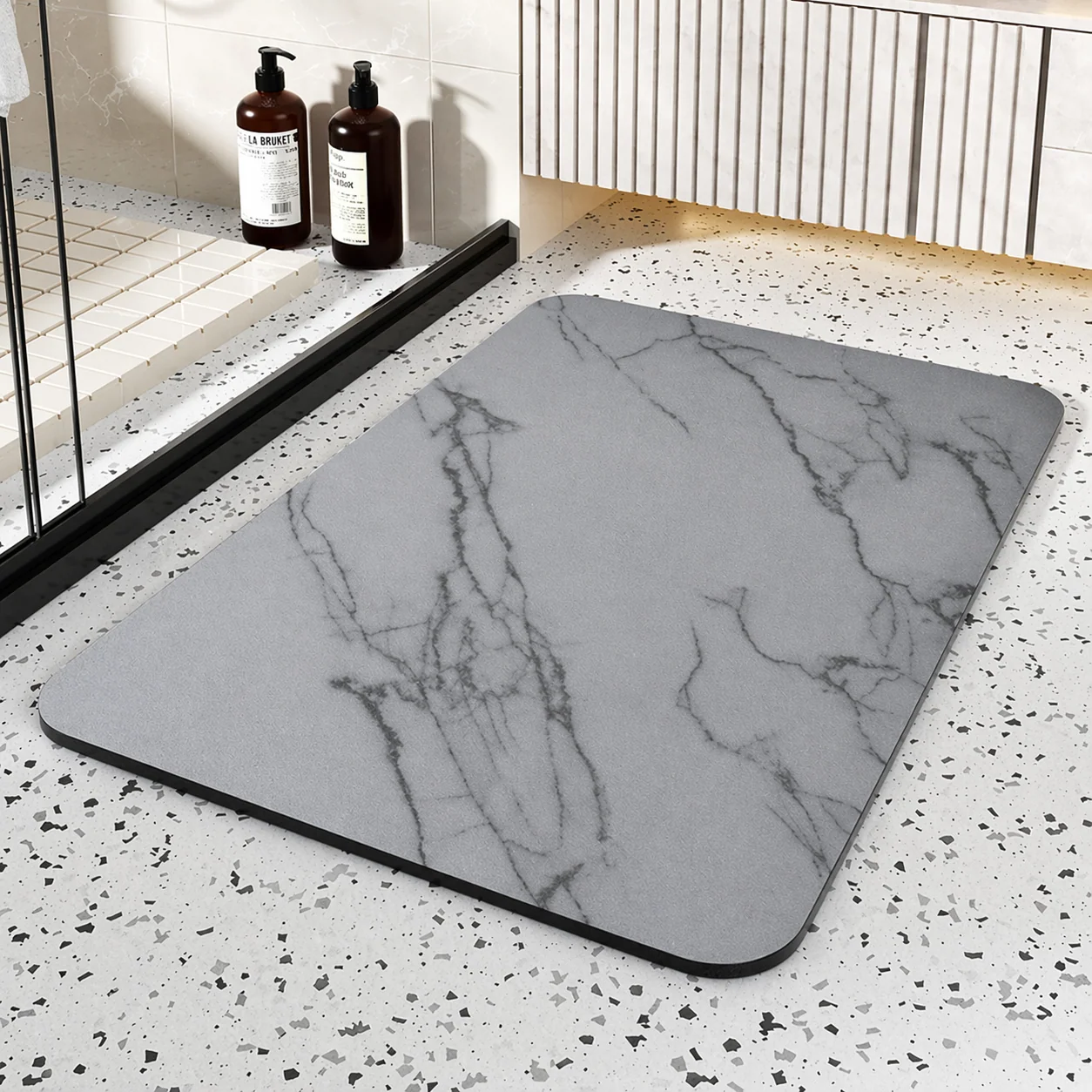 Quick-Drying Marble Effect Bath Mat for Every Space - Image 5
