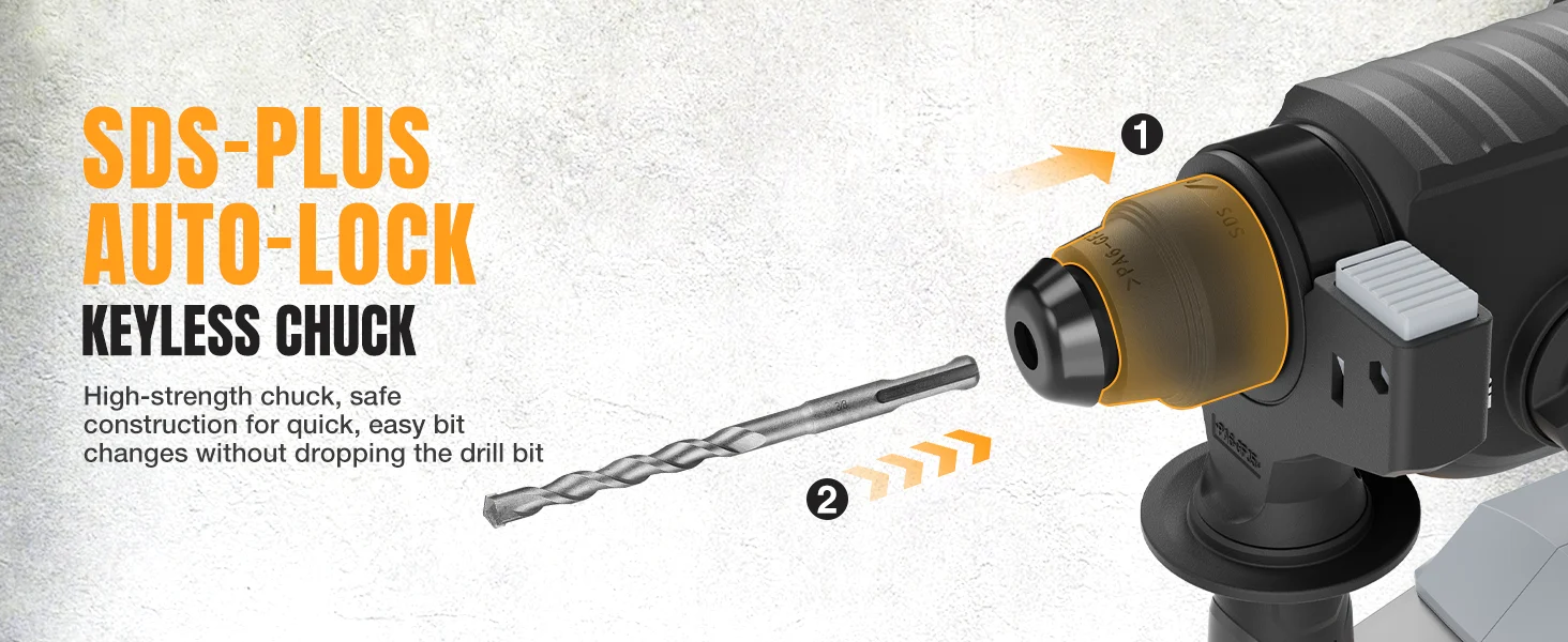 Drill chuck with a drill bit inserted, showing quick bit changes and secure, durable construction for innovation