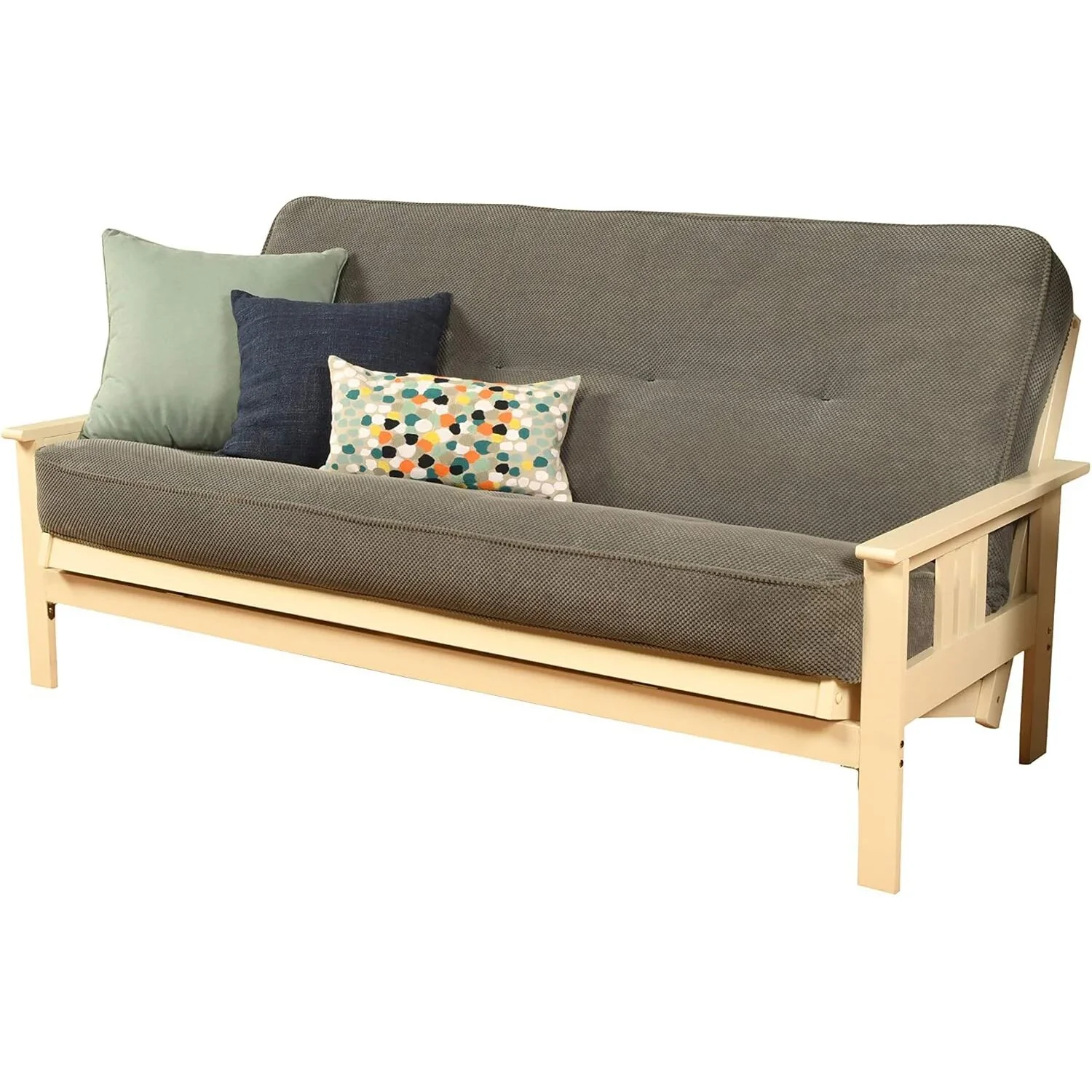 Homestock African Artifacts Full Size Futon Frame Set with Mattress, Easily Converts to Bed, Versatile Design Futon Frame for All Spaces, 33"H x 79"L x 37"D-Color:Linen Charcoal,Size:Barbados - Image 85