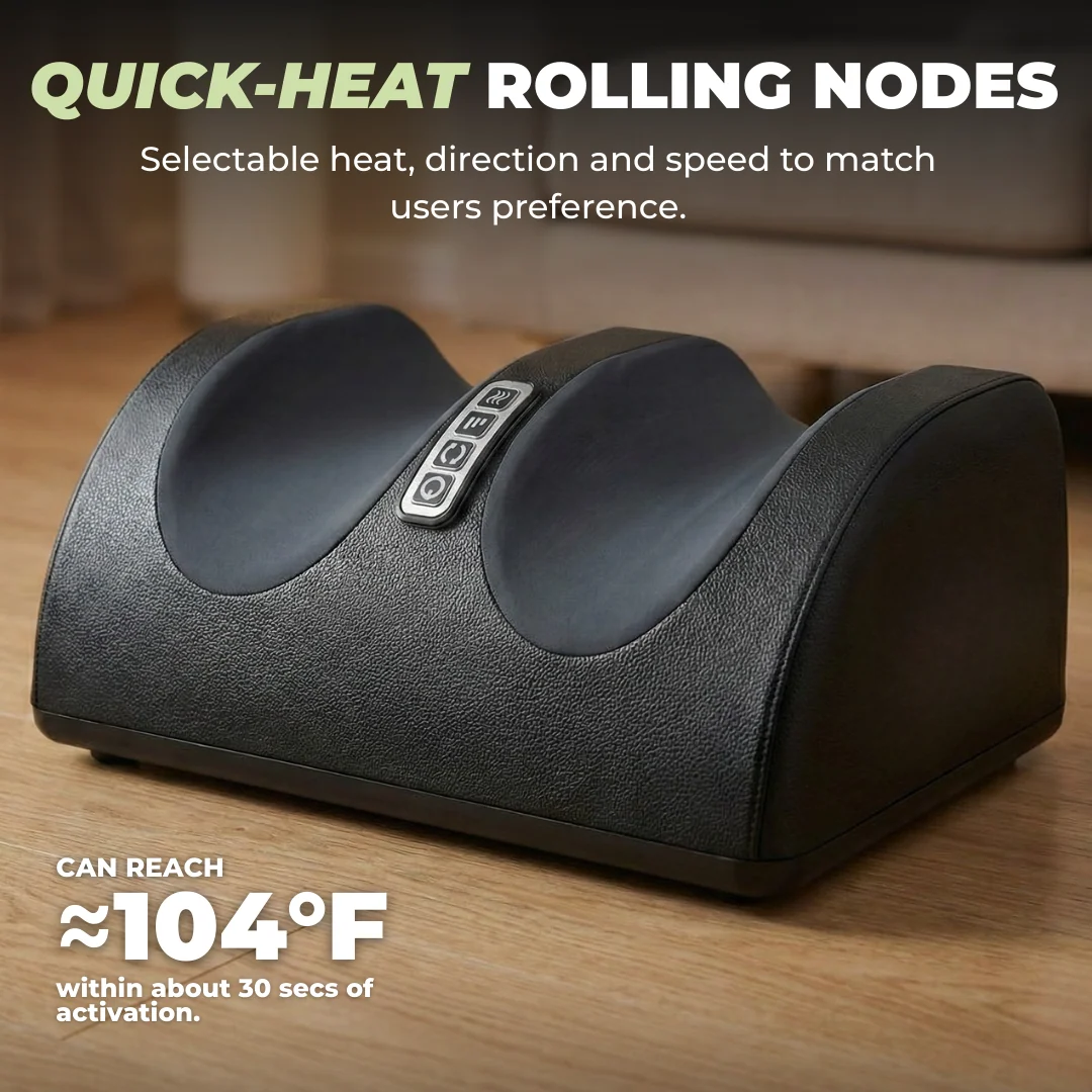 Heated Foot Massager with Roller and Adjustable Intensity Levels