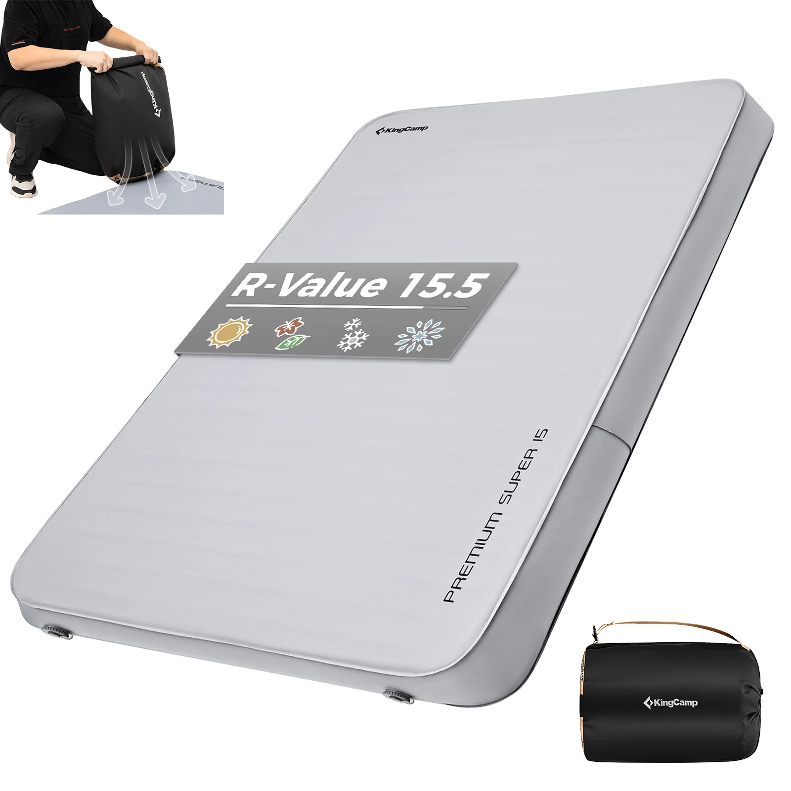 KingCamp Premium Double Sleeping Pad & Air Mattress Frame Bundle