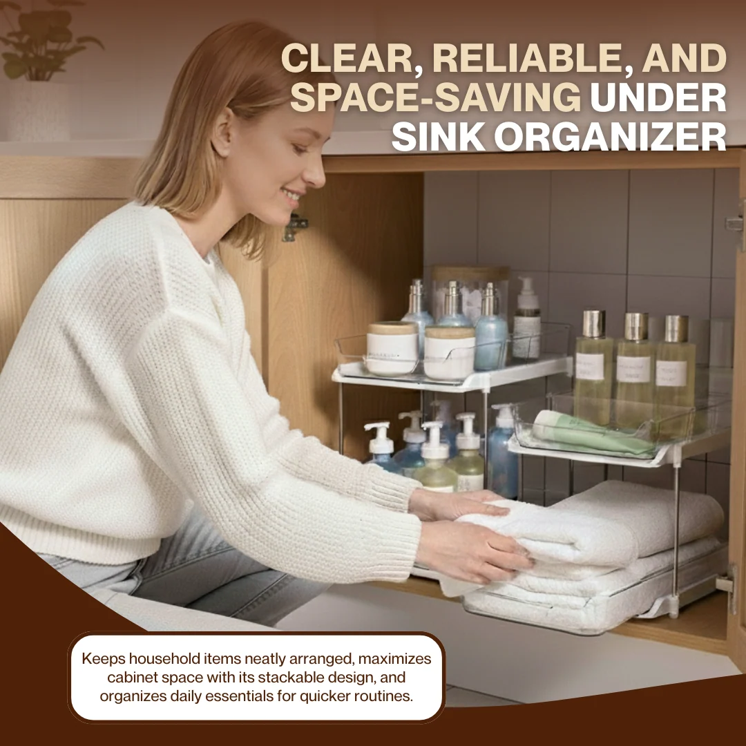 2-Tier Clear Acrylic Under Sink Organizer with Sliding Drawers
