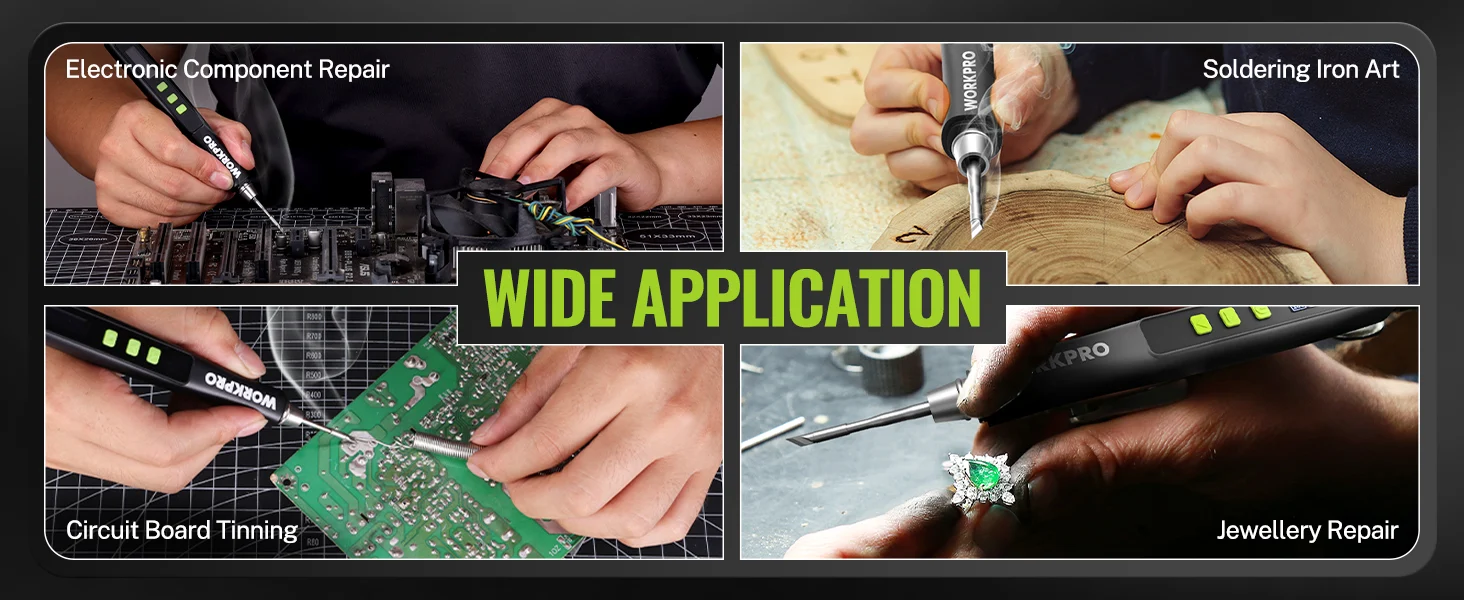 Circuit board and jewelry repair with a soldering iron, showing innovation, quality, and secure, durable work