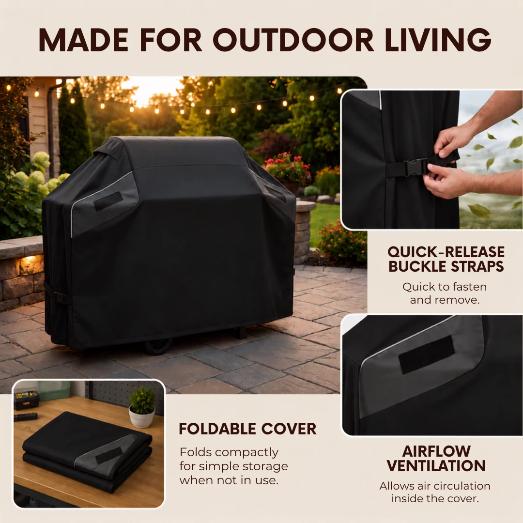 55 Inch Water-Resistant Grill Cover for 3-4 Burner Outdoor BBQ Grills