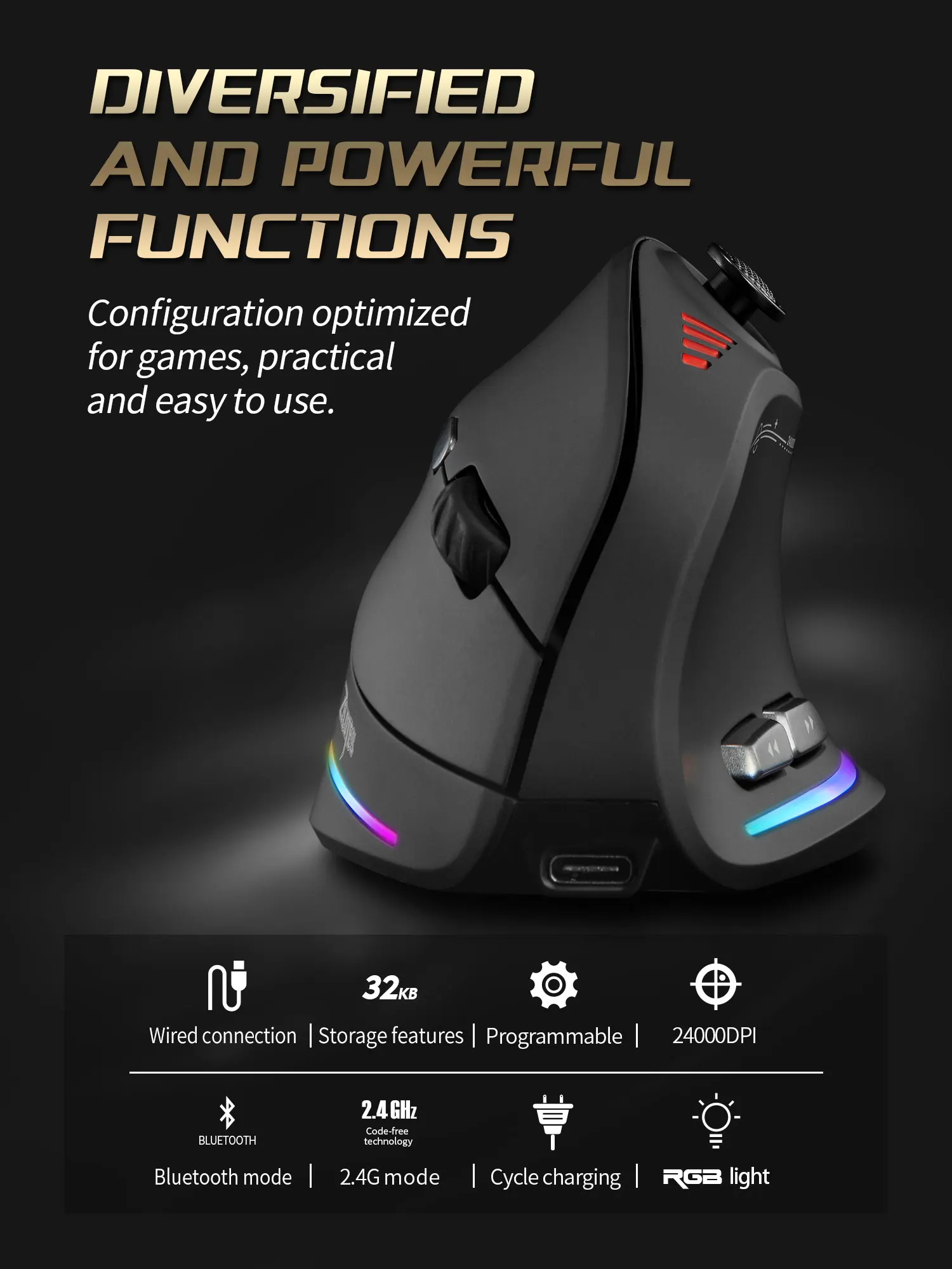 Wireless Vertical Ergonomic Mouse Model F18 - Image 2