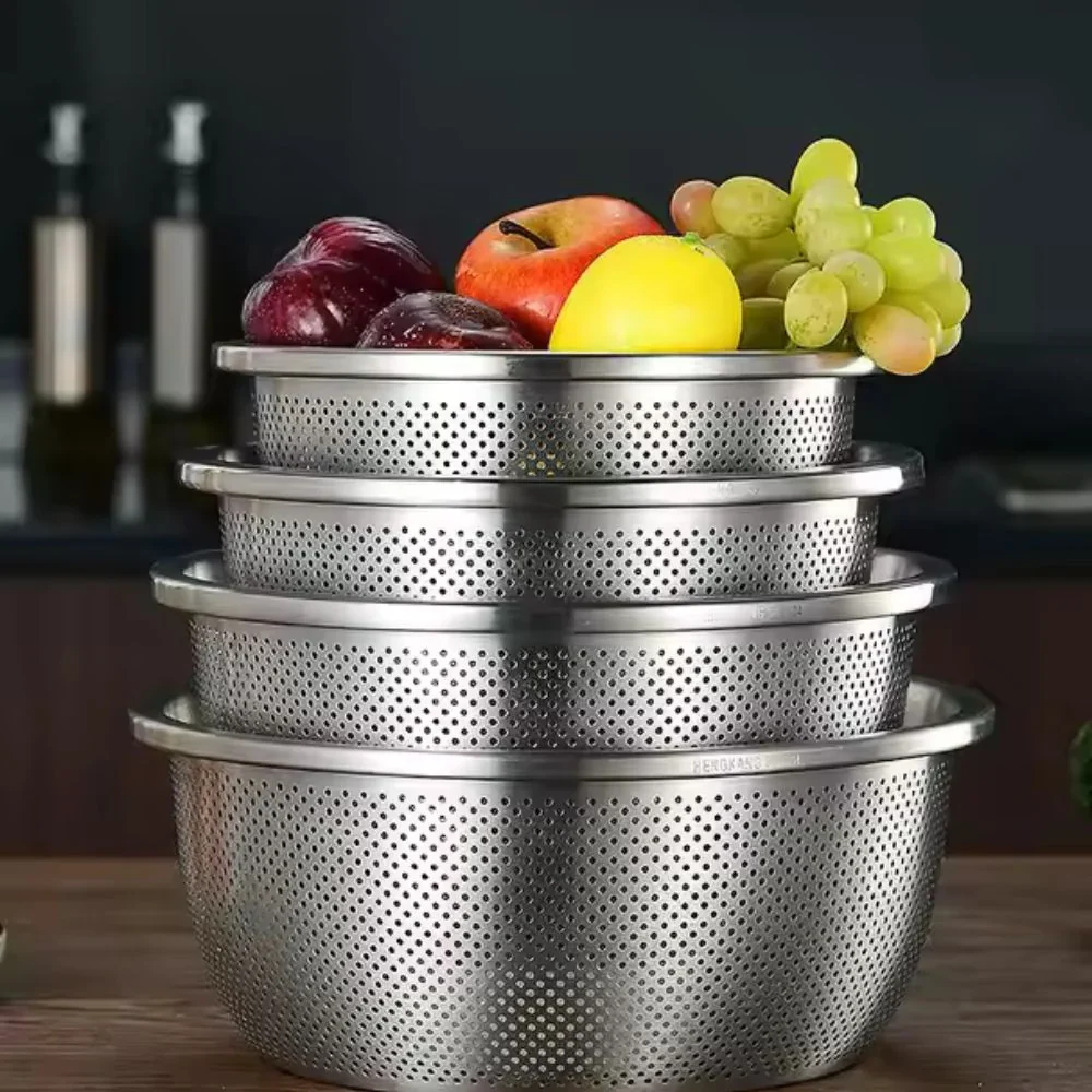 Colander & Mixing Bowl Set Fine Mesh Stainless Steel - Image 9