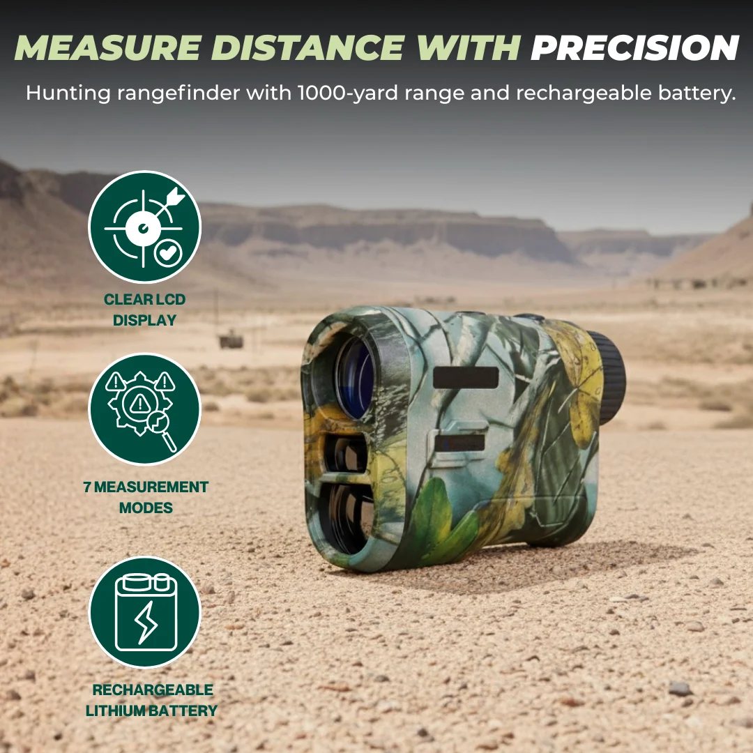 Hunting Laser Rangefinder with Rechargeable Battery and 1000-Yard Range
