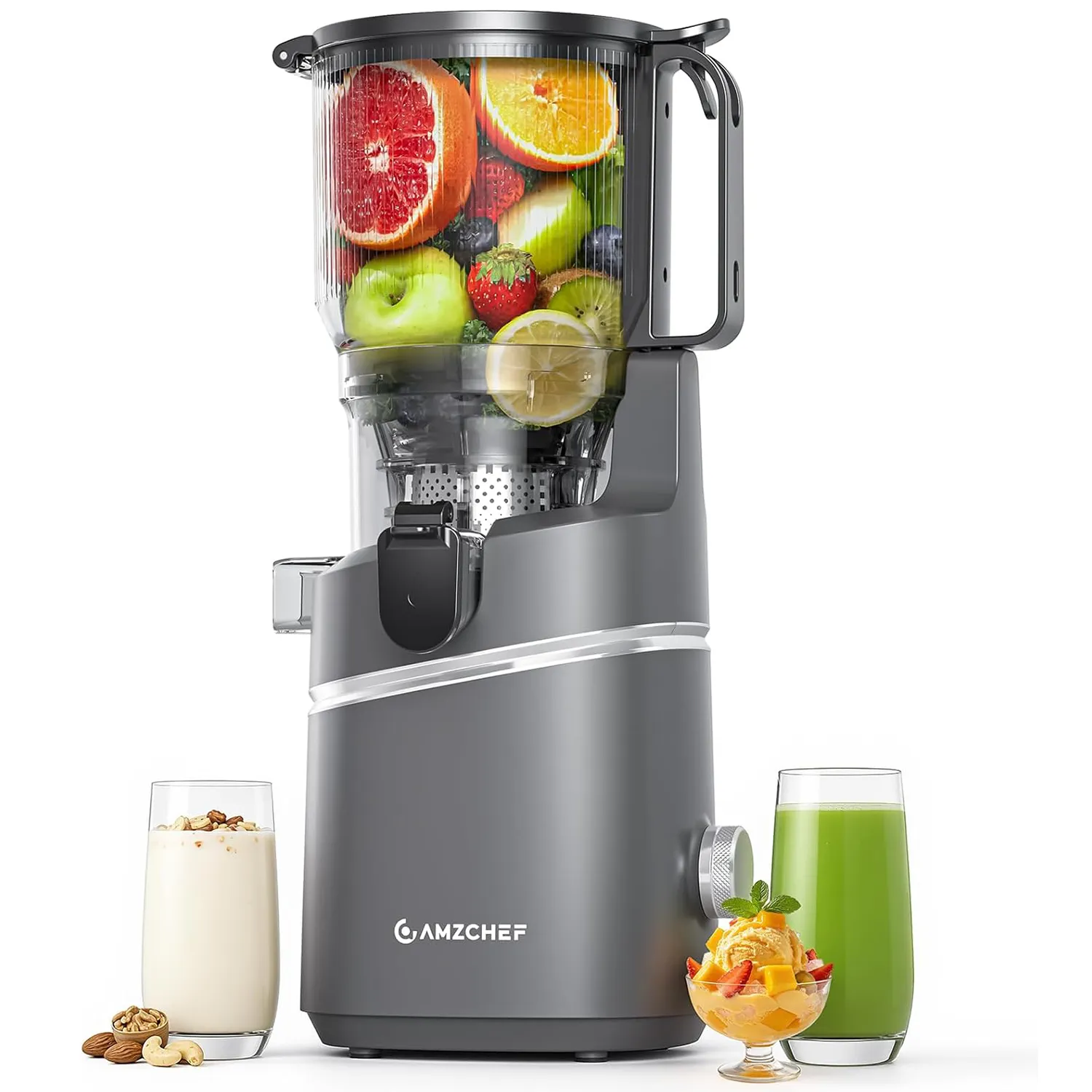 AMZCHEF Cold Press Juicer 2026 Upgraded with 6.5" Large Feed Chute for Whole Fruits 1
