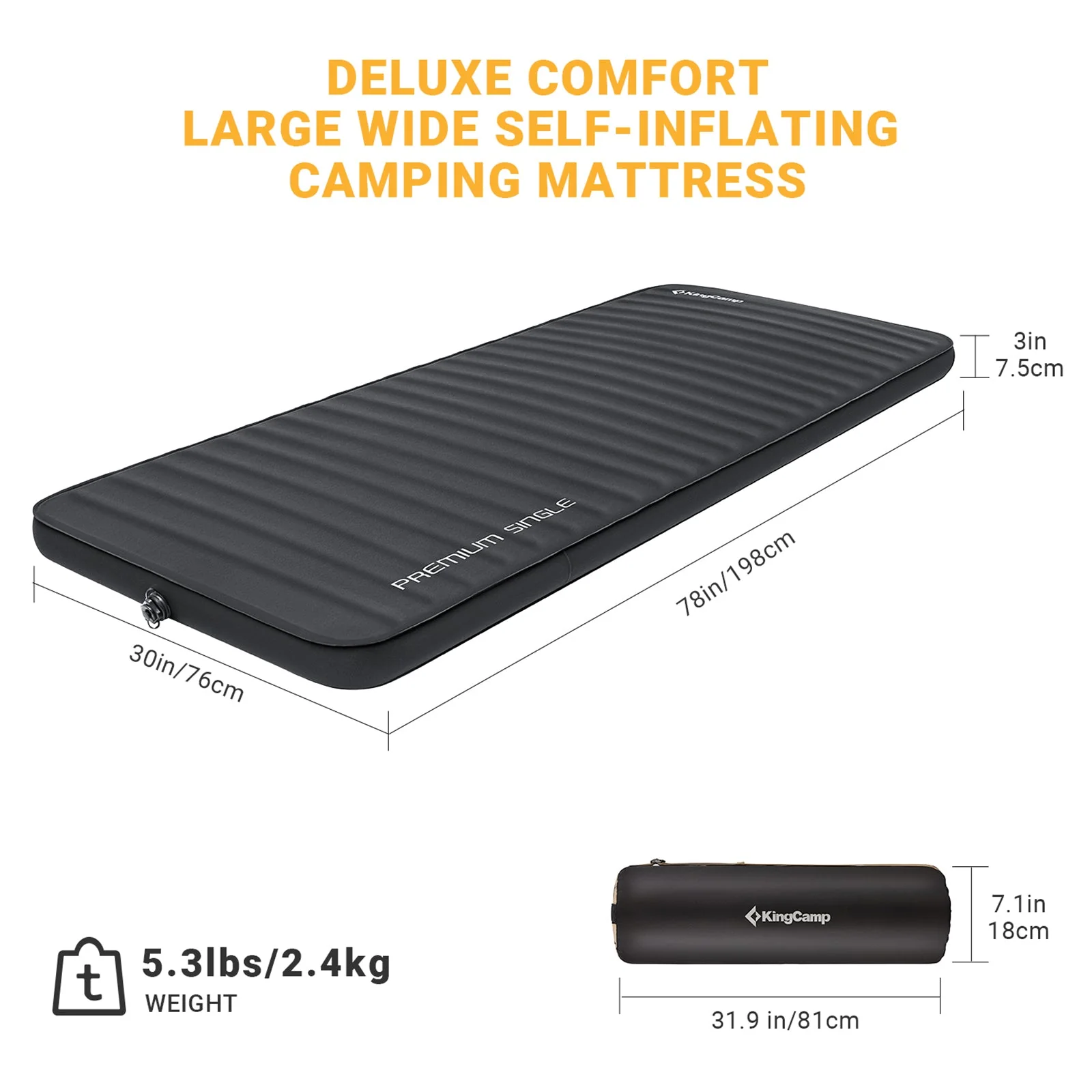 KingCamp PREMIUM Self Inflating Foam Sleeping Pad Double/Single - Image 59