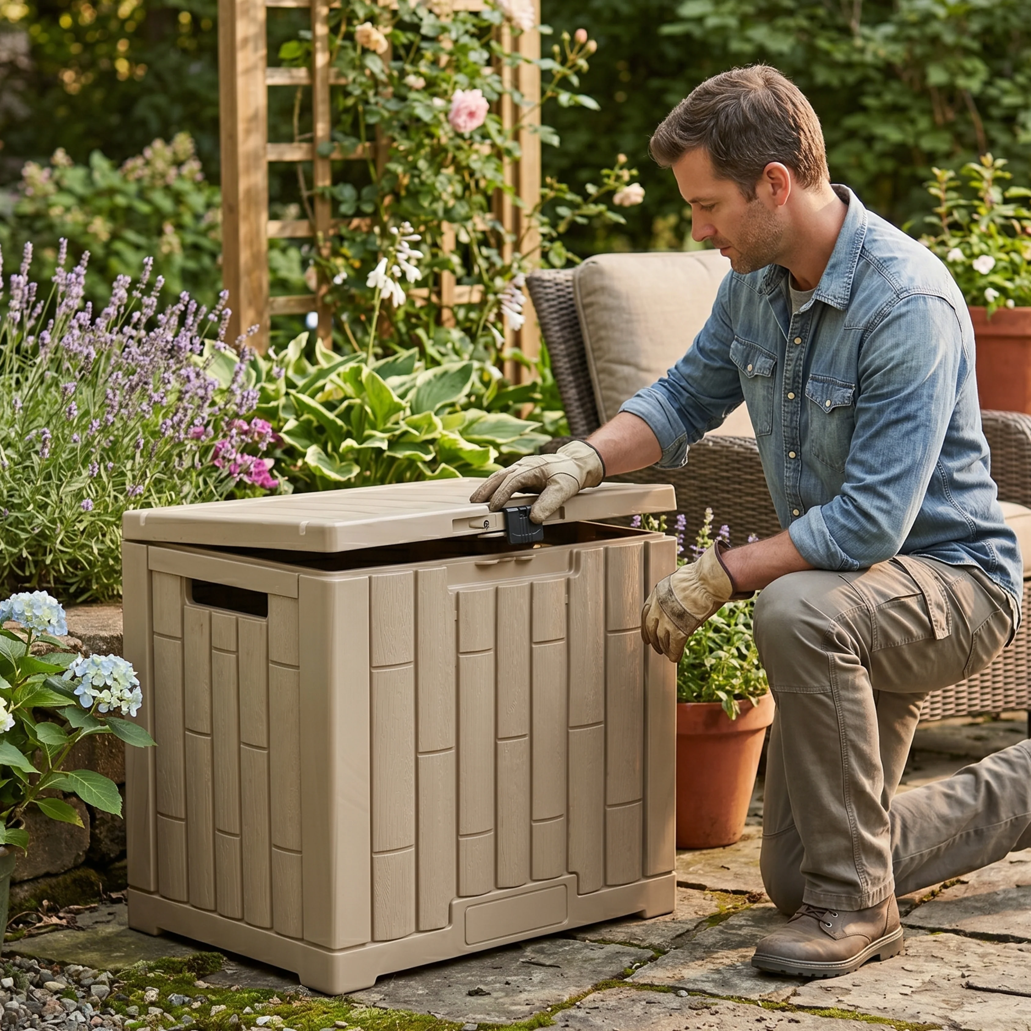 Hinged Lid Storage Container - 120L Capacity with 330 lb Weight Limit - Image 4