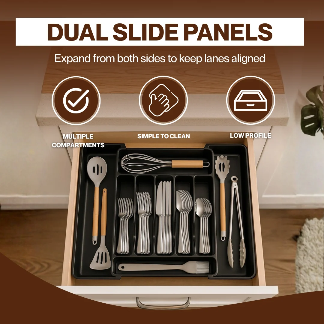 Expandable Silverware Drawer Organizer with 7 to 9 Compartments