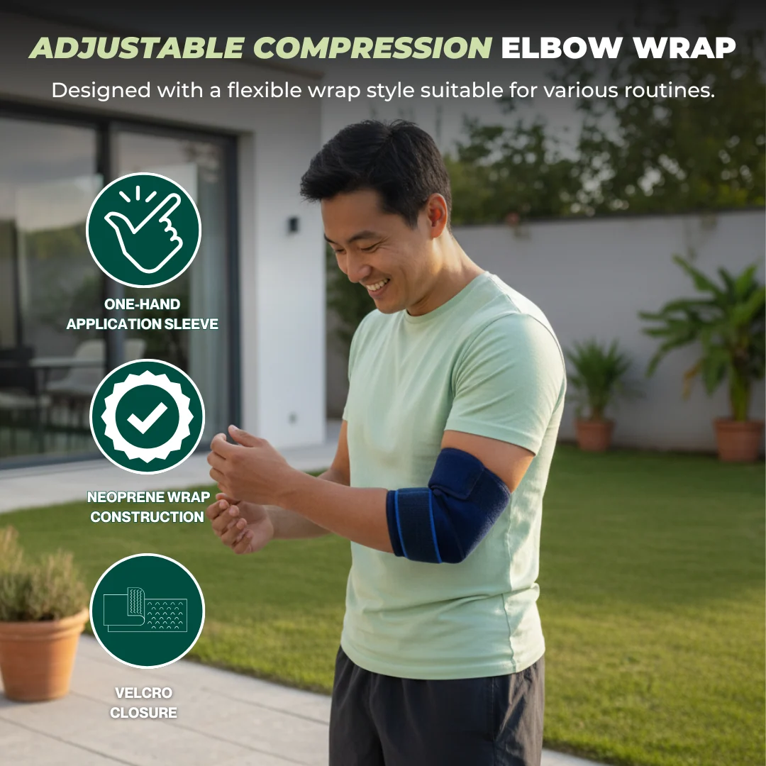 Adjustable Elbow Compression Band, Neoprene Arm Wrap, Customizable Fit