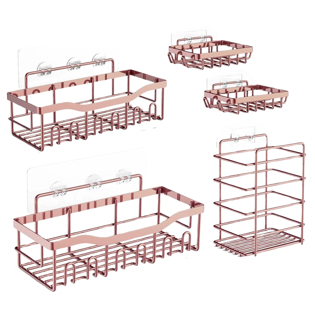 Stainless Steel Wall Caddy Set – 5-Pack for Bathroom and Kitchen - Image 3