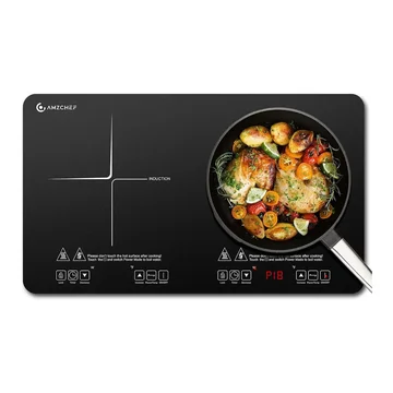 AMZCHEF Portable Double Induction Cooktop 2 Burner Electric Cooktop For House