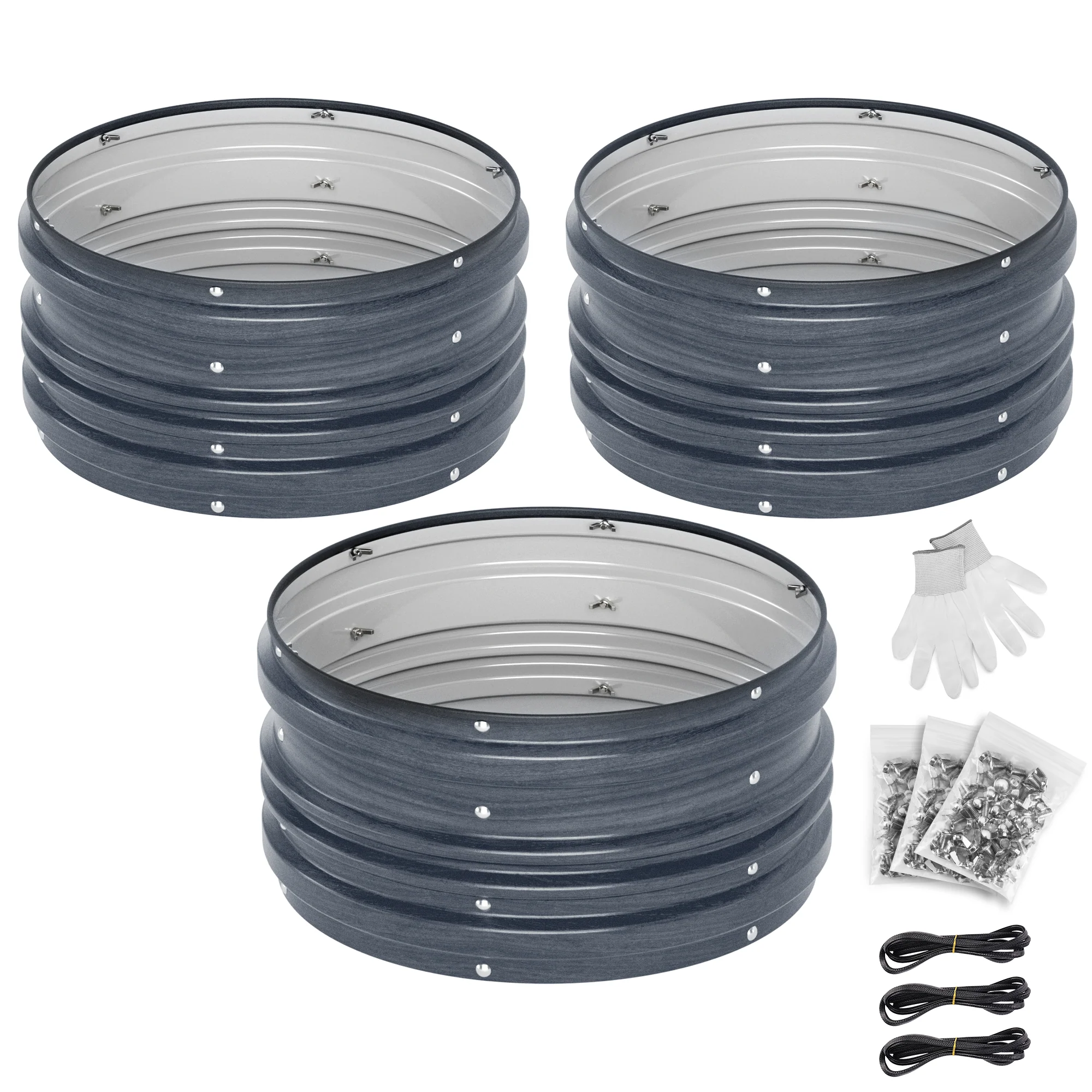 WORKPRO 3PK 2x2x1ft Outdoor Galvanized Raised Garden Bed Kit, Rust & Corrosion Protection, Easy Assembly, Safe Edge, Ideal for Vegetables & Flowers, Dark Gray - Image 2