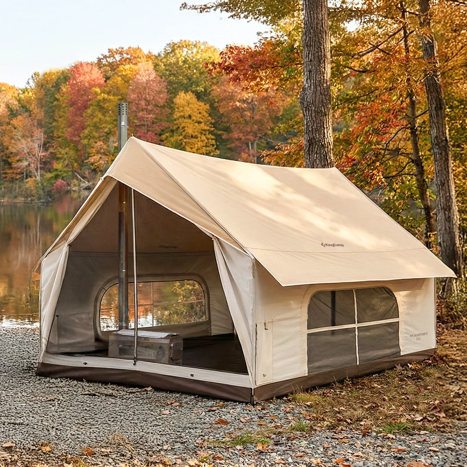 KingCamp MOUNTAIN IN C5 Cabin Tent with Stove Jack & AC Port