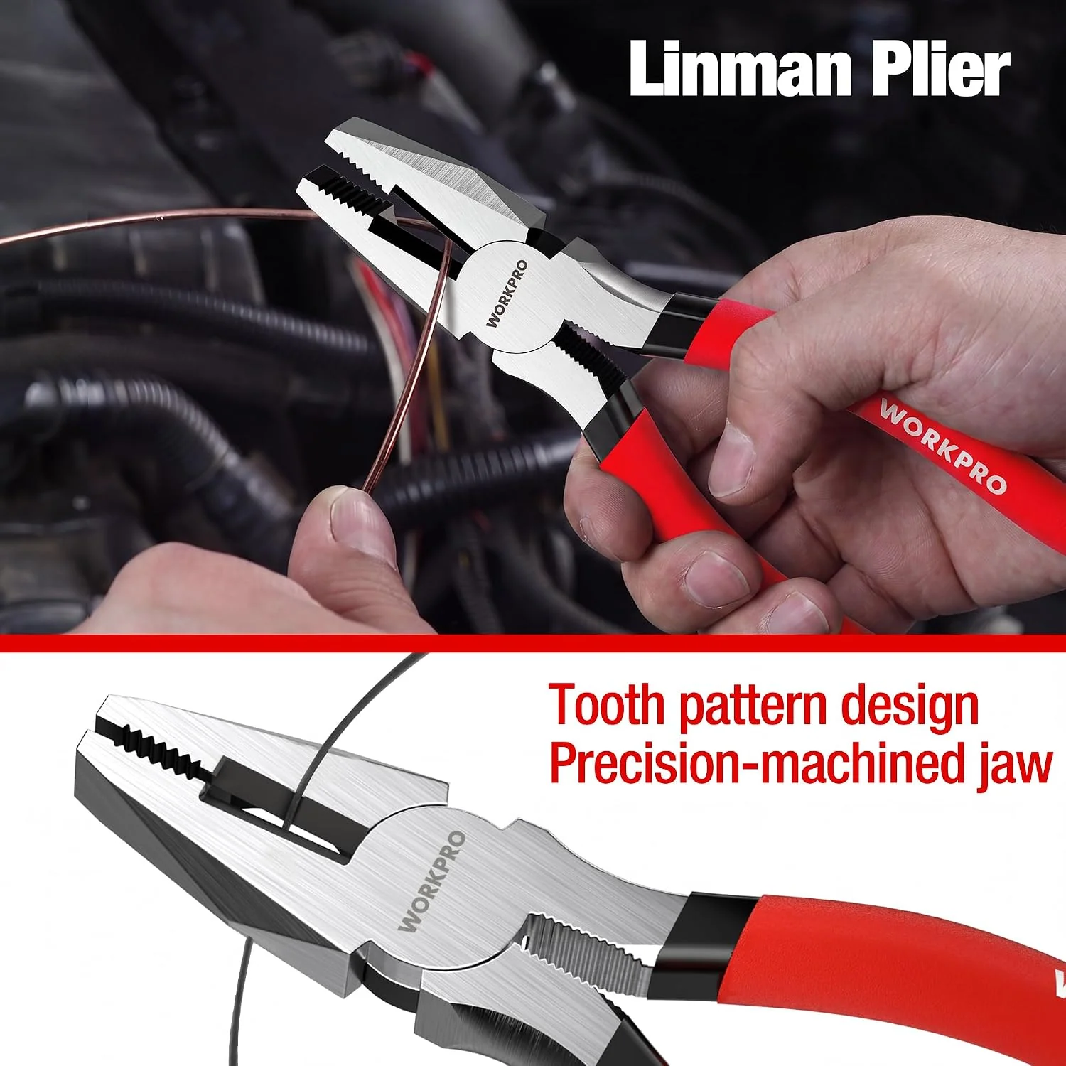WORKPRO 7-Piece Pliers Set, Pliers Tool Set with Comfort Grip, Red | Groove Joint Plier, Long Nose Pliers, Slip Joint Pliers, Linesman Plier, Diagonal Pliers for DIY & Home Use - Image 5