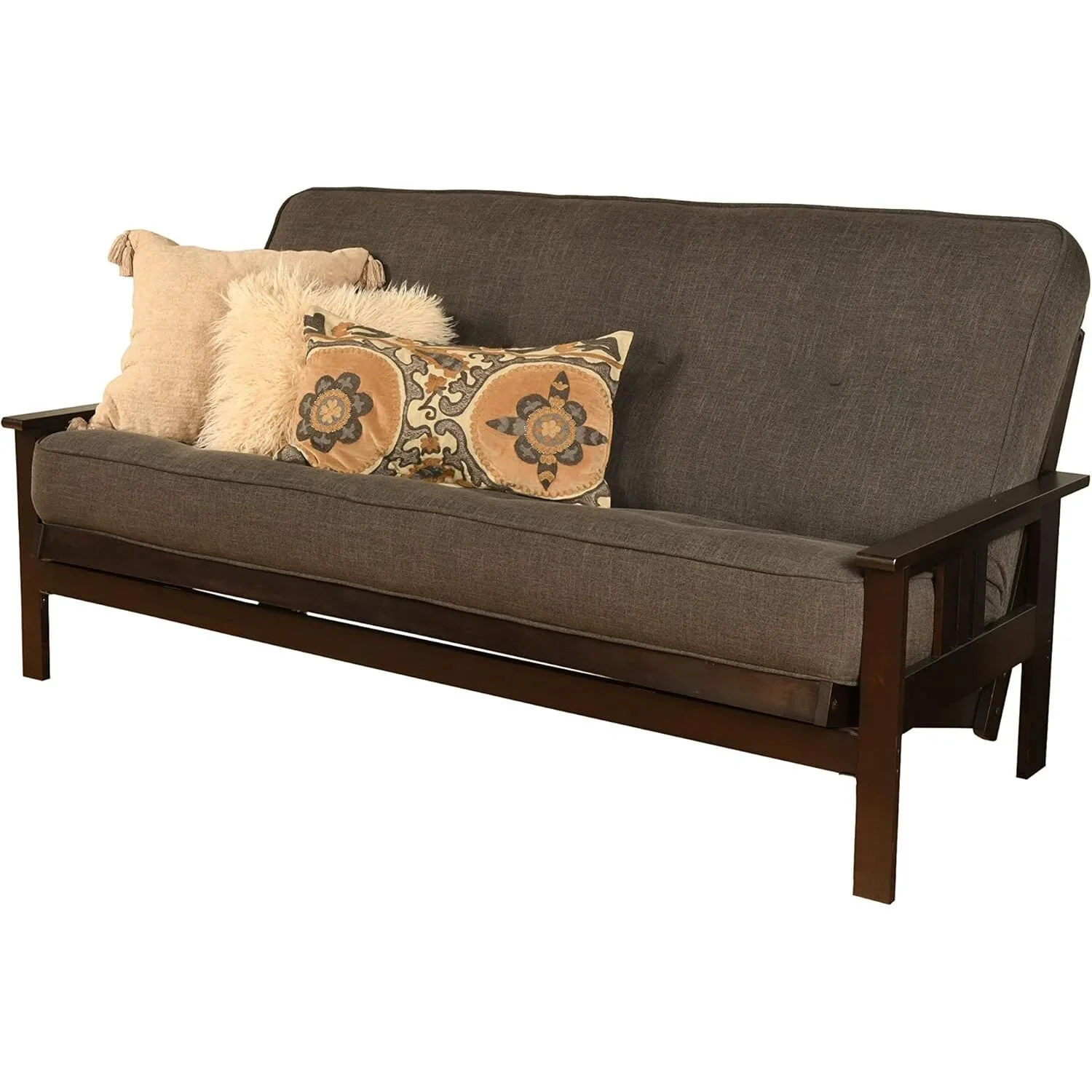 Homestock African Artifacts Full Size Futon Frame Set with Mattress, Easily Converts to Bed, Versatile Design Futon Frame for All Spaces, 33"H x 79"L x 37"D-Color:Linen Charcoal,Size:Barbados - Image 123