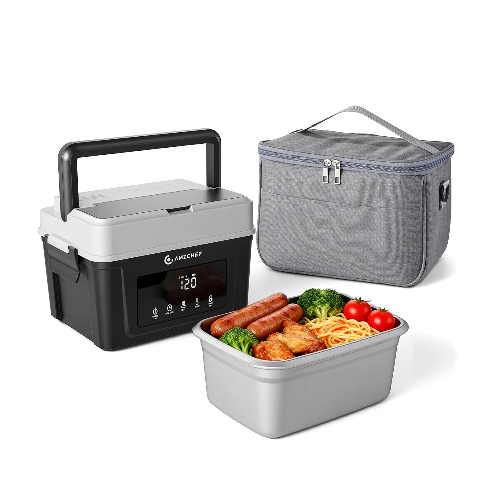 AMZCHEF Cordless Electric Lunch Box - Battery Powered Portable Food Warmer 1