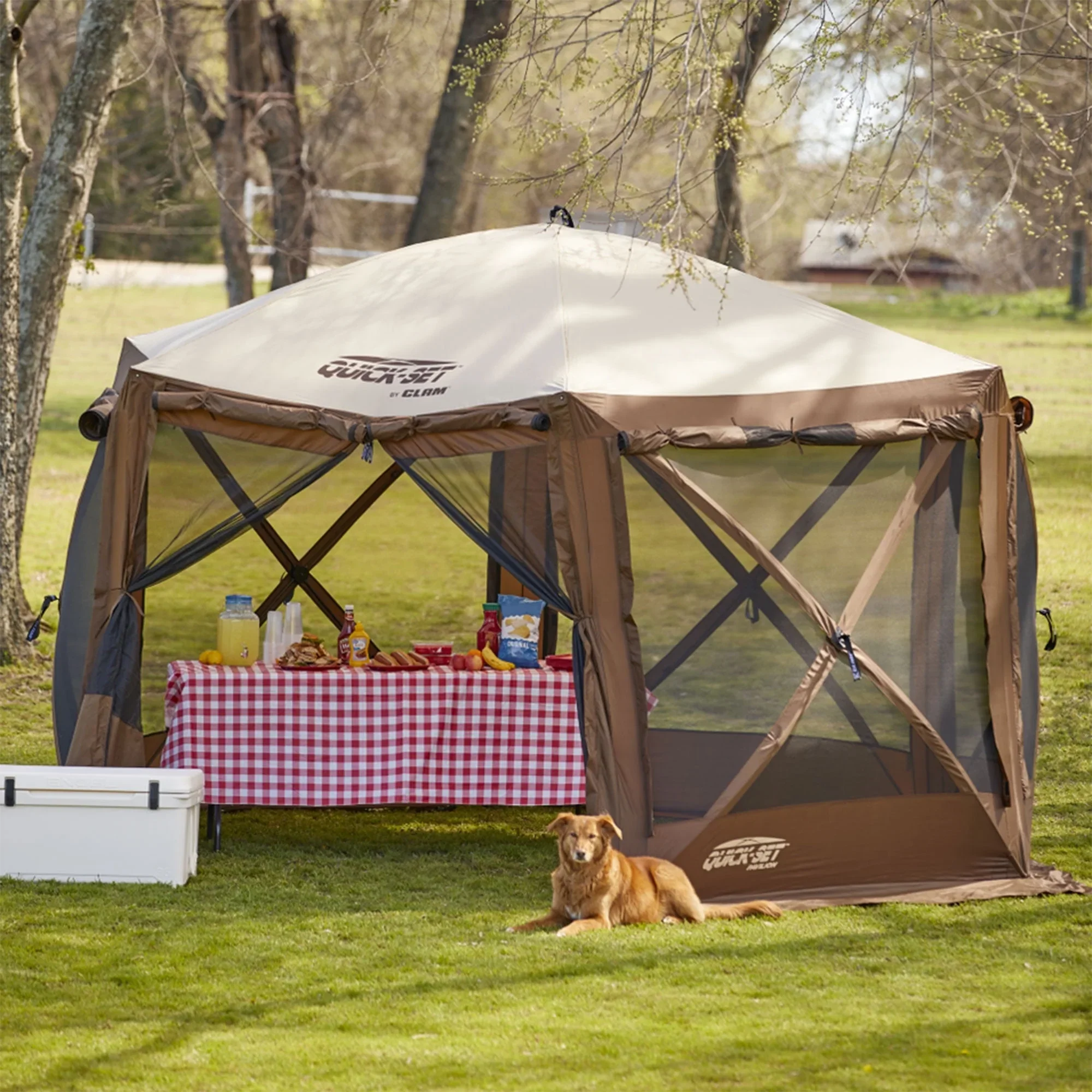 CLAM Quick-Set Pavilion 12.5 x 12.5' Portable Outdoor Canopy Shelter, Green - Image 50