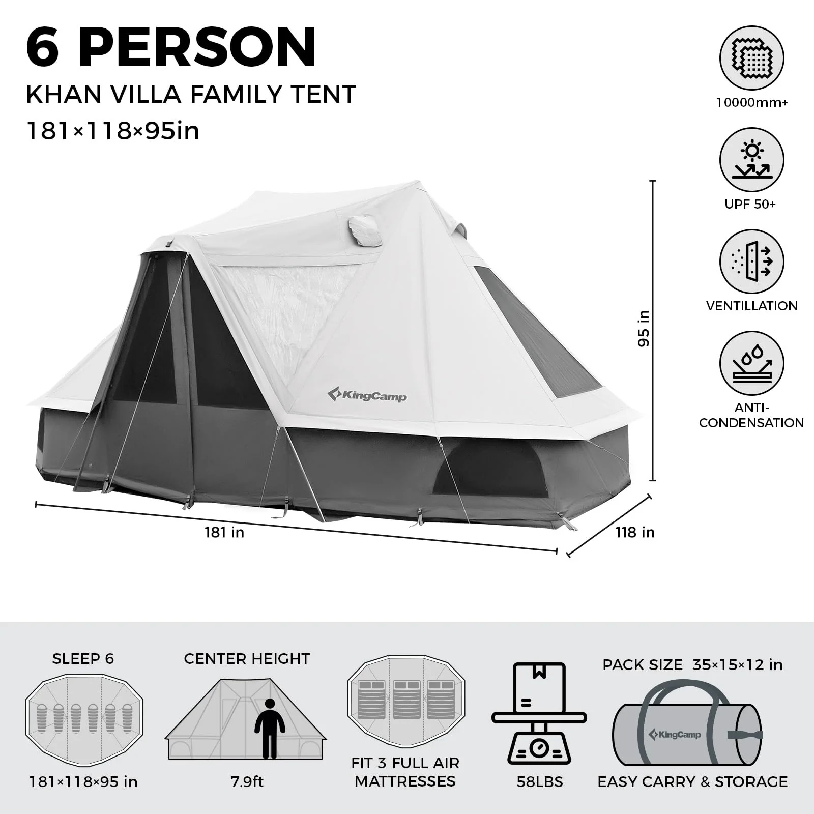 KingCamp KHAN VILLA 4-Season 4-6 Person Bell Tent