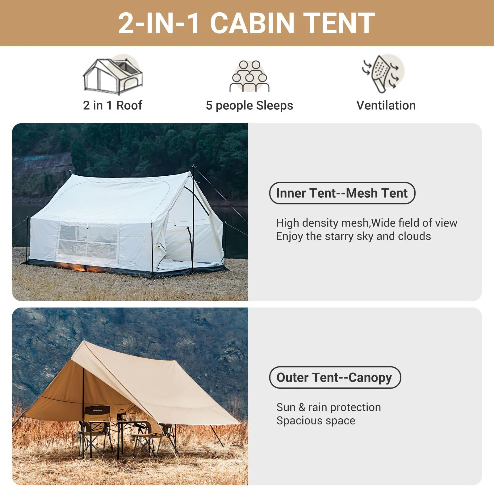 KingCamp Mountain In C2 Cabin Wall Scout Tent