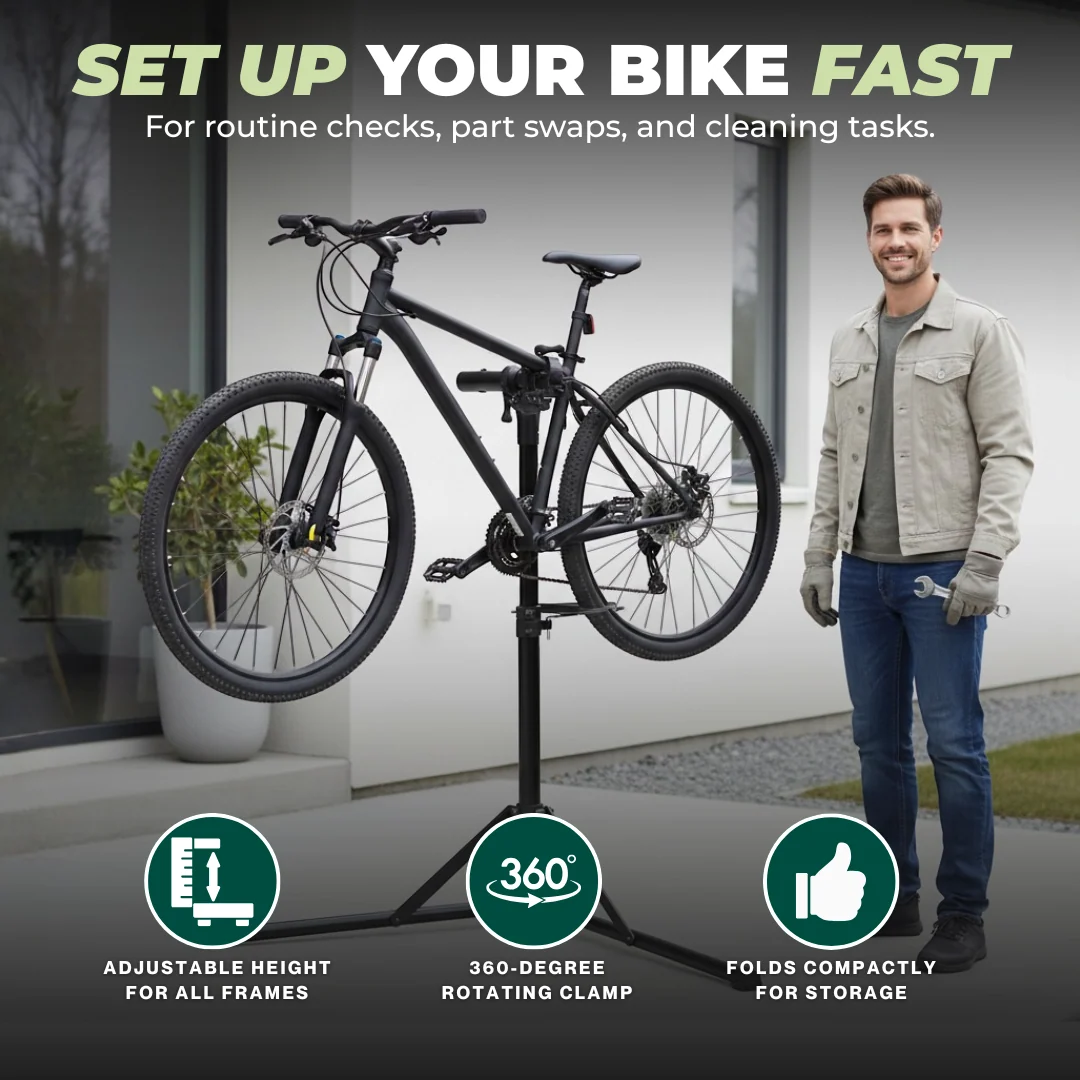 Bike Workstand with Adjustable Clamp, Folding Bicycle Repair Stand
