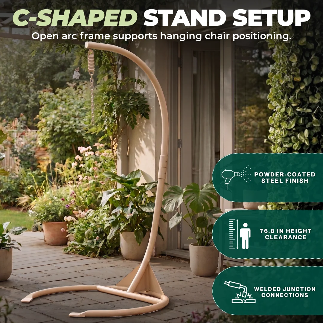 Hammock Chair Stand with 300 lb Capacity C-Shape Steel Frame