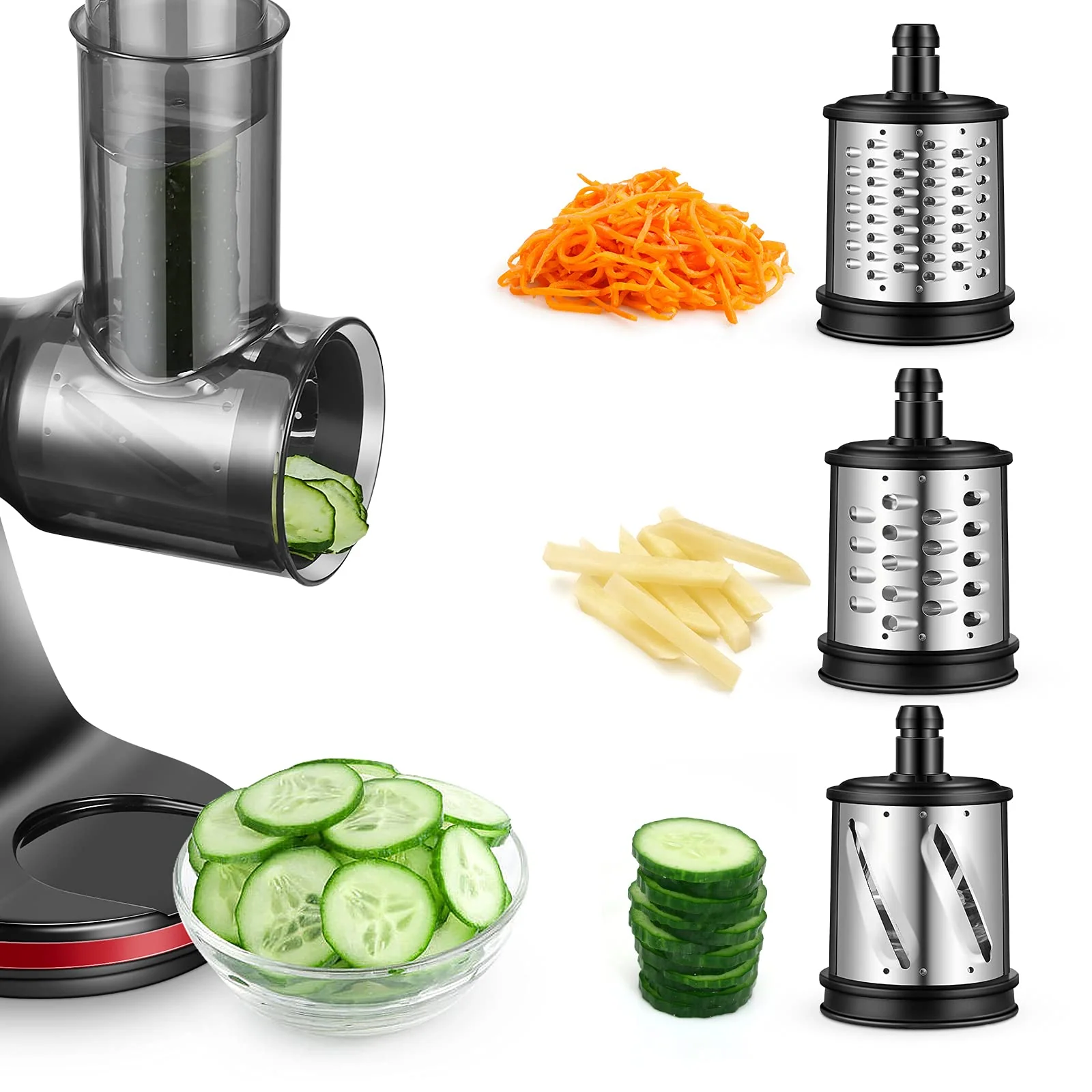AMZCHEF Slow Juicer food slicers cheese grater attachment 1