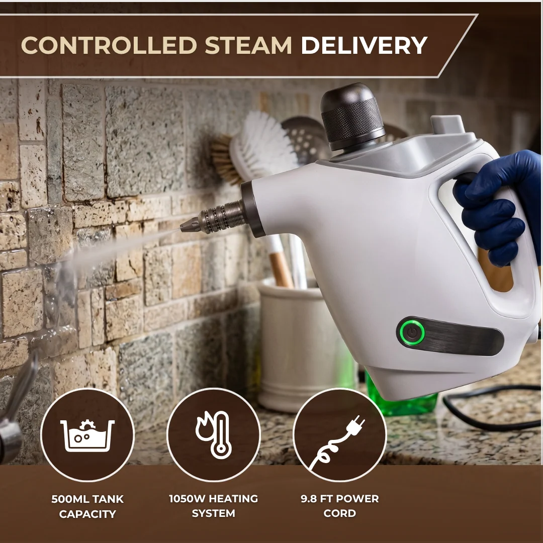 Handheld Steam Cleaner 1050W 500ml Capacity with Attachments