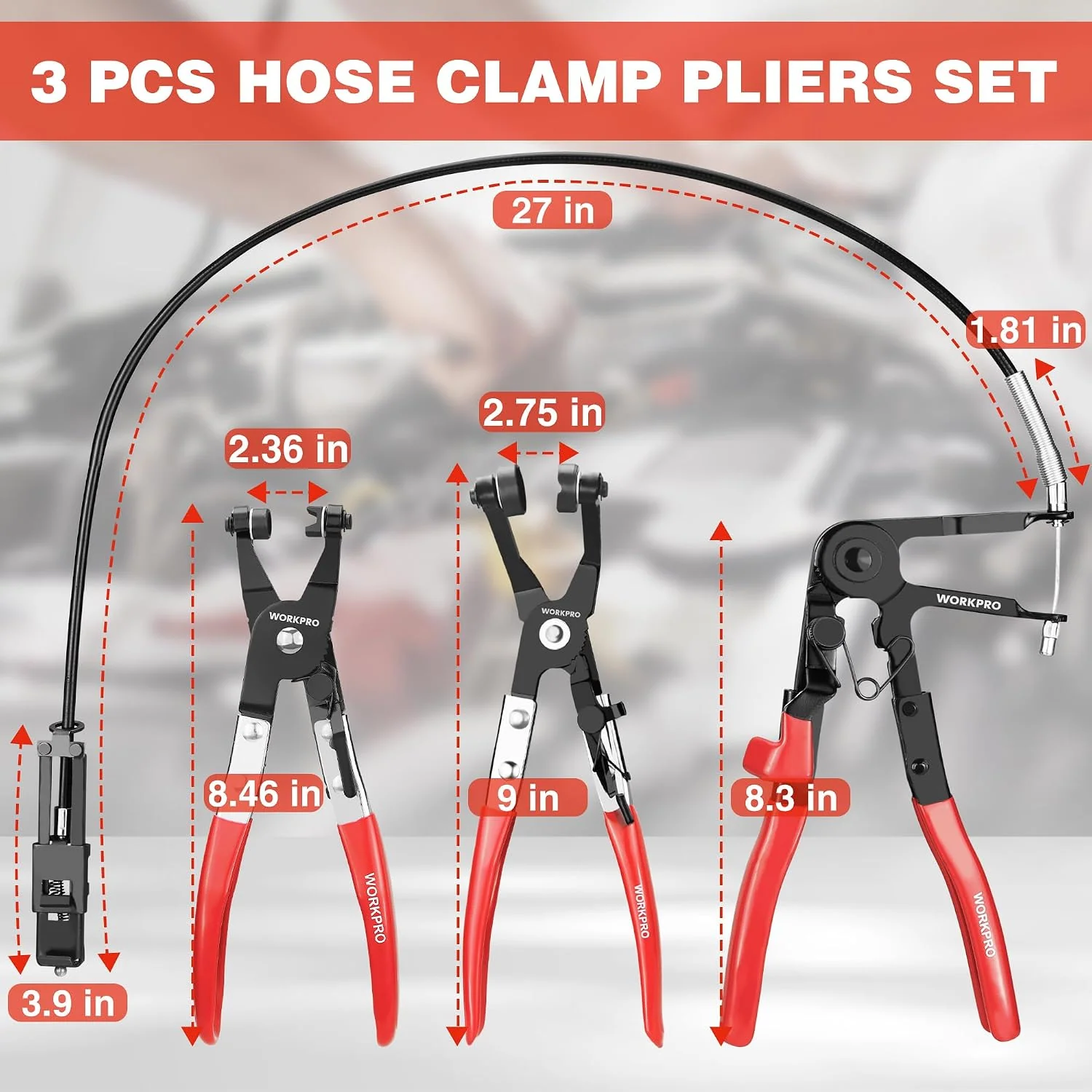 WORKPRO 3-Piece Hose Clamp Pliers Set - Image 2