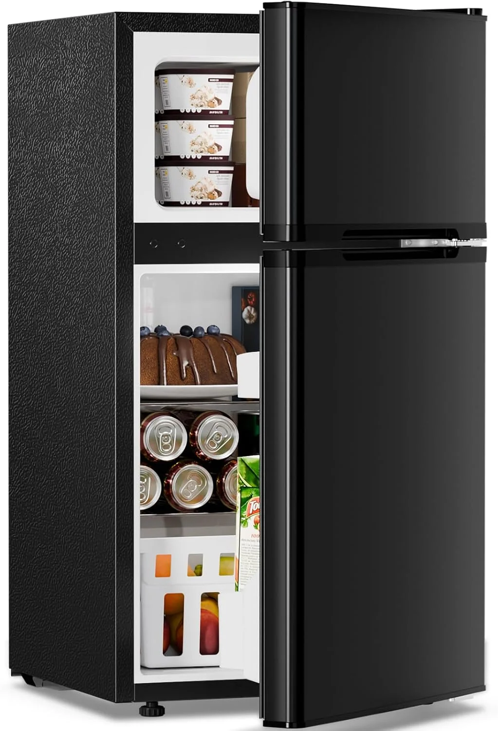 Kismile Mini Fridge 3.1Cu.Ft Compact Refrigerator 2-Doors Freezer