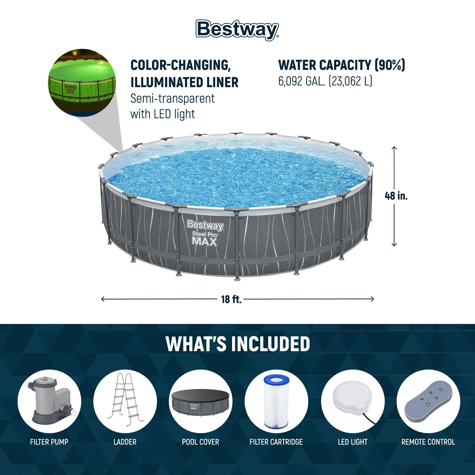 Bestway Steel Pro MAX 12' x 30" Above Ground Outdoor Swimming Pool Set - Image 34