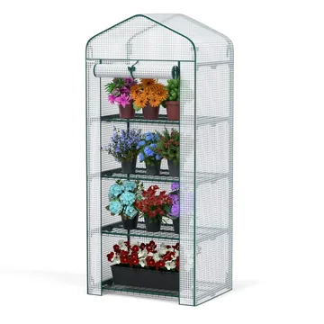 WORKPRO White 27" L x 19" W x 63" H 4-Tier Portable Rack Shelves Gardening Plant Mini Greenhouse
