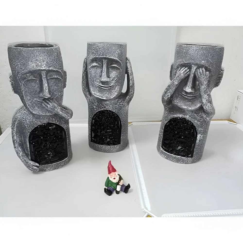 Trio of Solar-Powered Garden Statues for Outdoor Charm