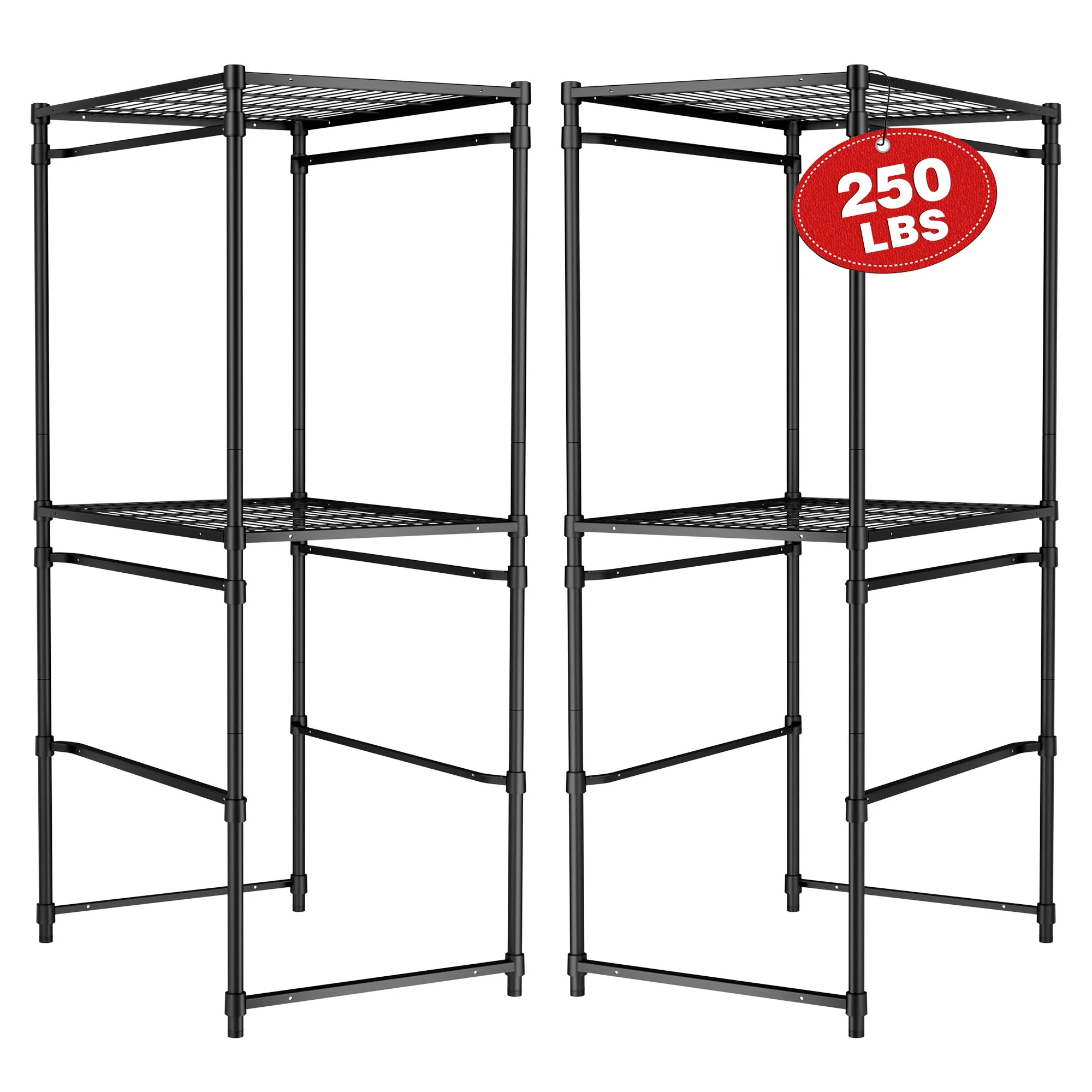 WORKPRO 2 Pack 250 LBS 5-Tier Bin Storage Rack for 27-Gallon Totes, Heavy Duty Metal Shelving Units for Garage, Basement, Pantry, Kitchen, Workspace, or Laundry Room, 30.5" x 22.5" x 69", Black - Image 2