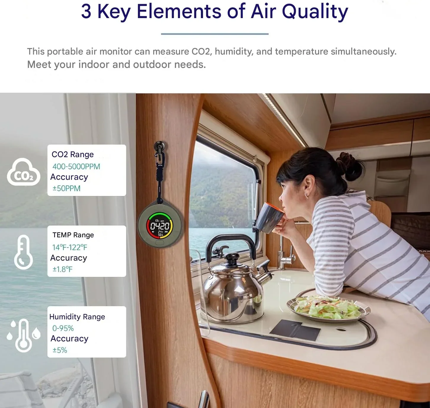 Mobile Air Quality Sensor with Rechargeable Battery - Image 4