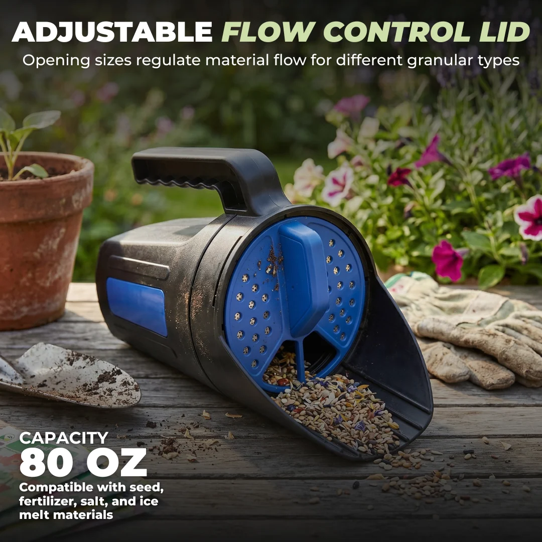 80oz Hand Spreader Shaker and Adjustable Openings for Seed Salt Use