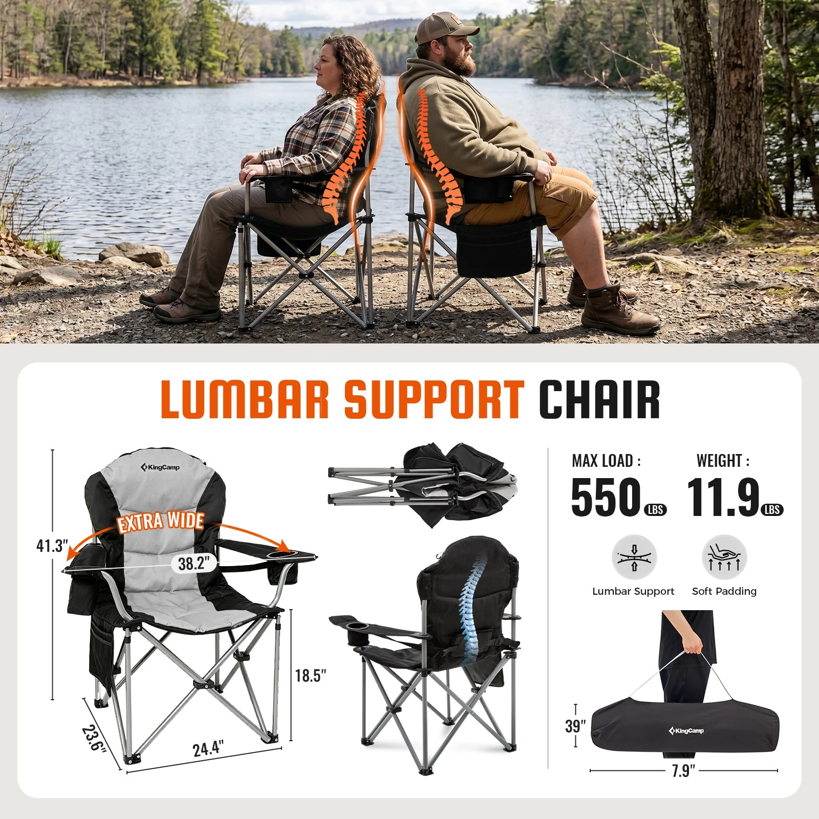 KingCamp Lumbar Support Oversized Camping Chair - Image 63
