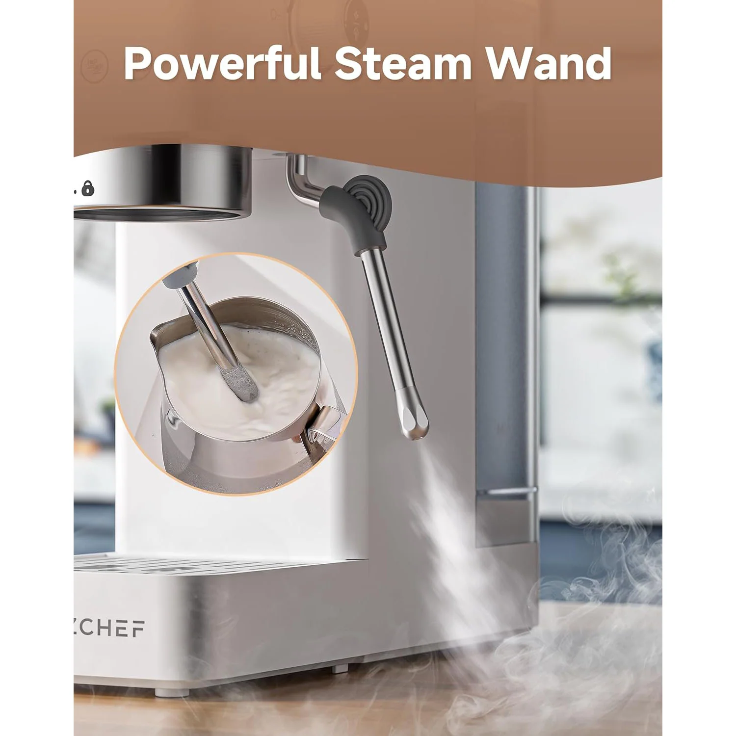 AMZCHEF Espresso Machine 20 Bar Fast Heat Up Milk Frother 4
