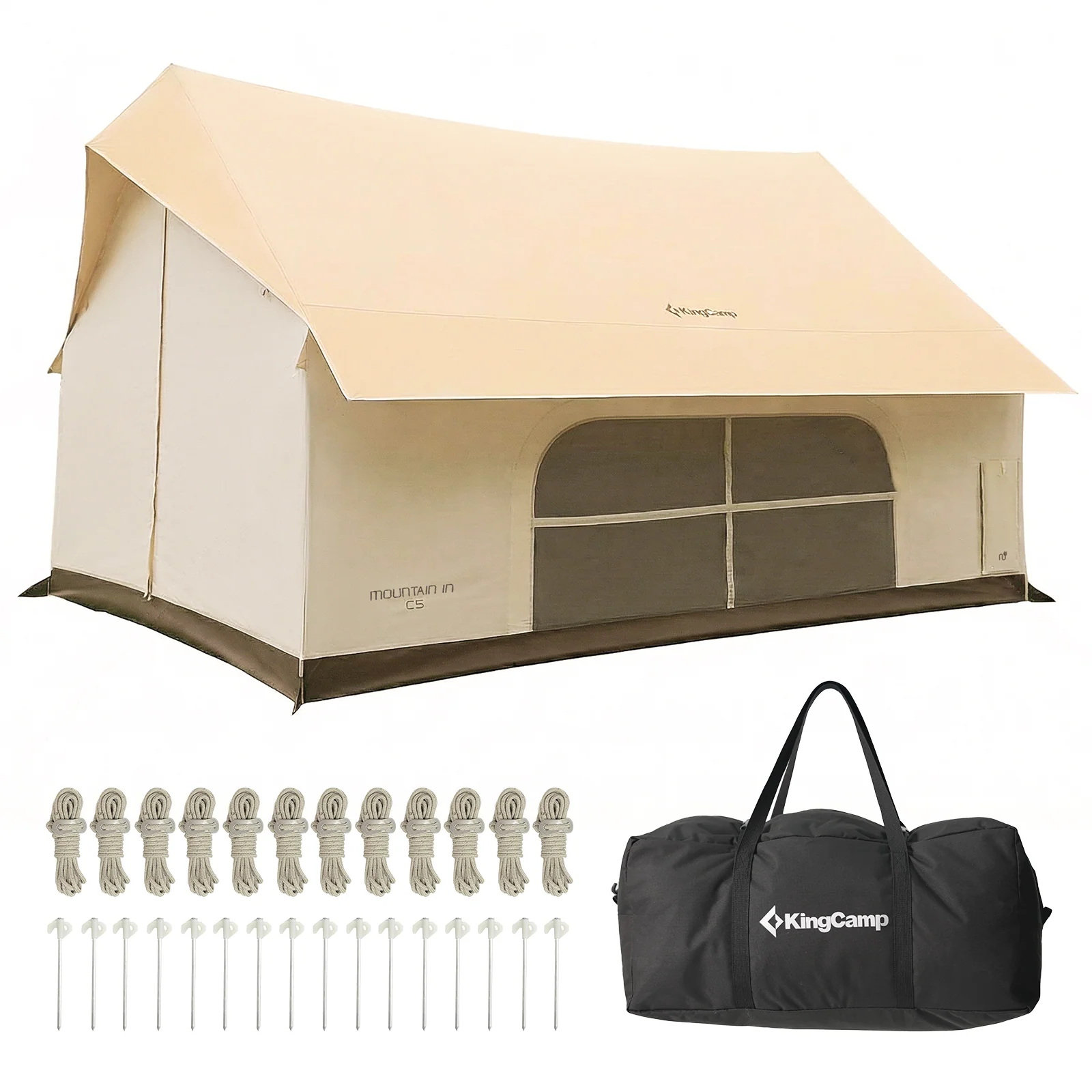 KingCamp MOUNTAIN IN C5 Cabin Tent with Stove Jack & AC Port